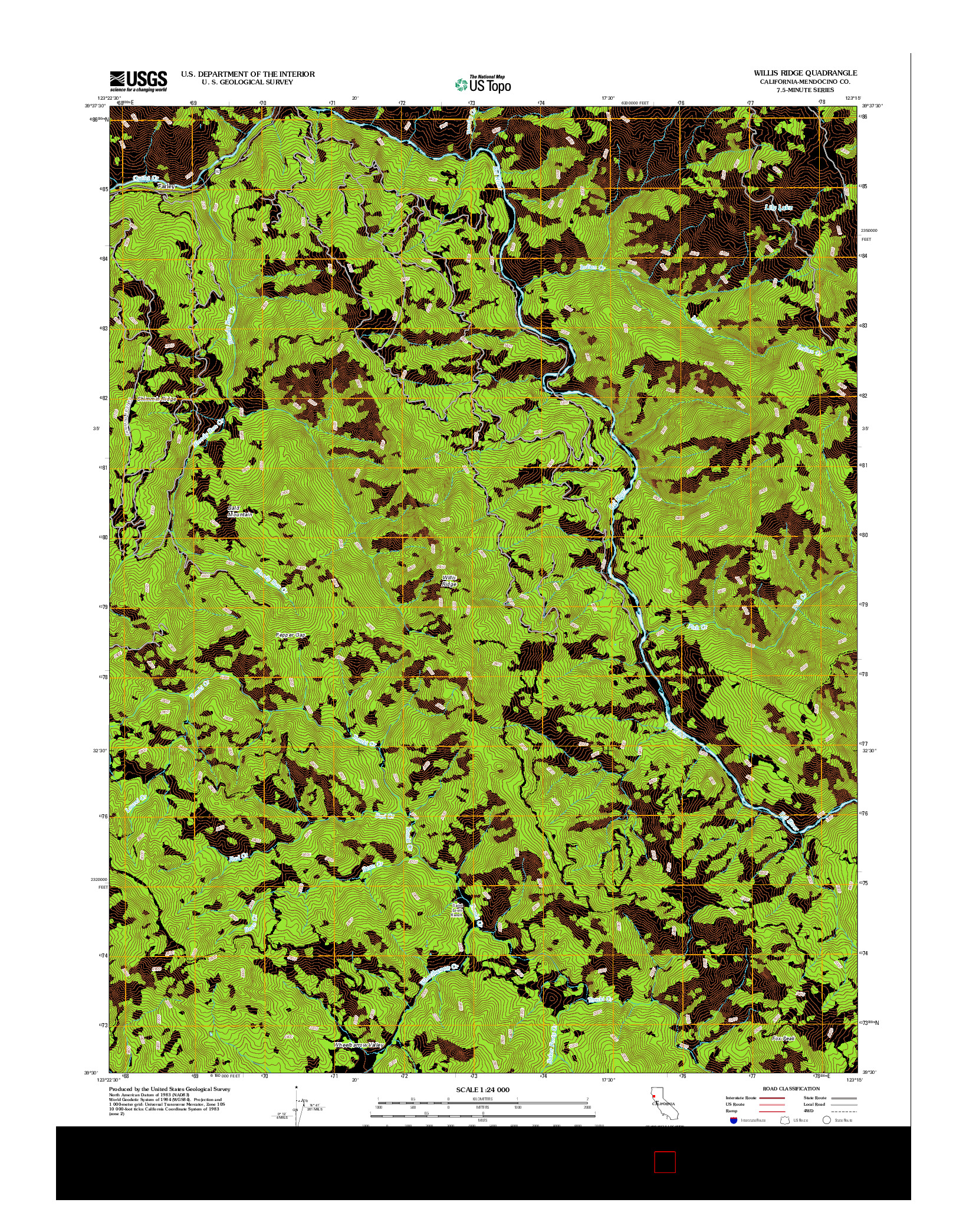 USGS US TOPO 7.5-MINUTE MAP FOR WILLIS RIDGE, CA 2012