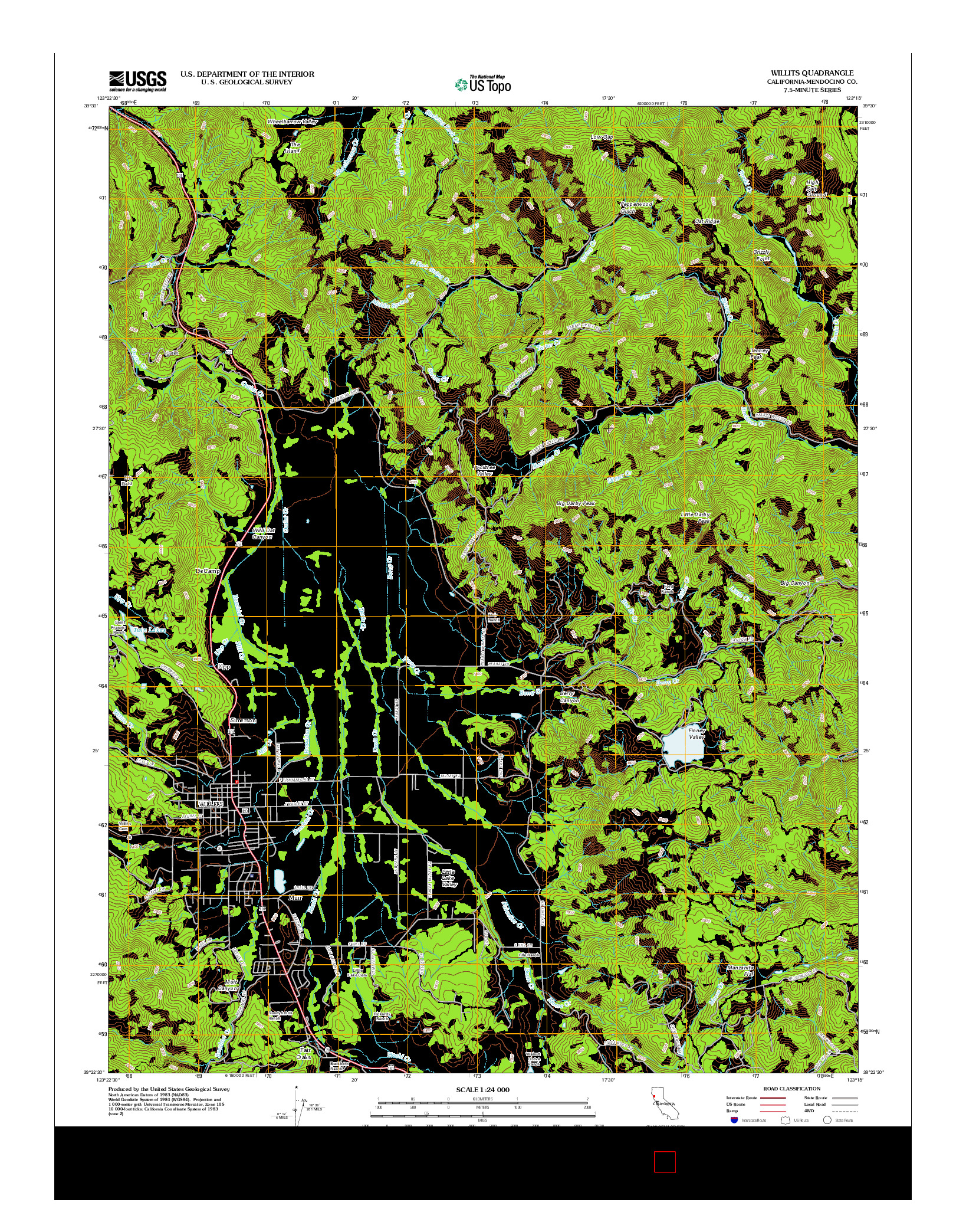 USGS US TOPO 7.5-MINUTE MAP FOR WILLITS, CA 2012