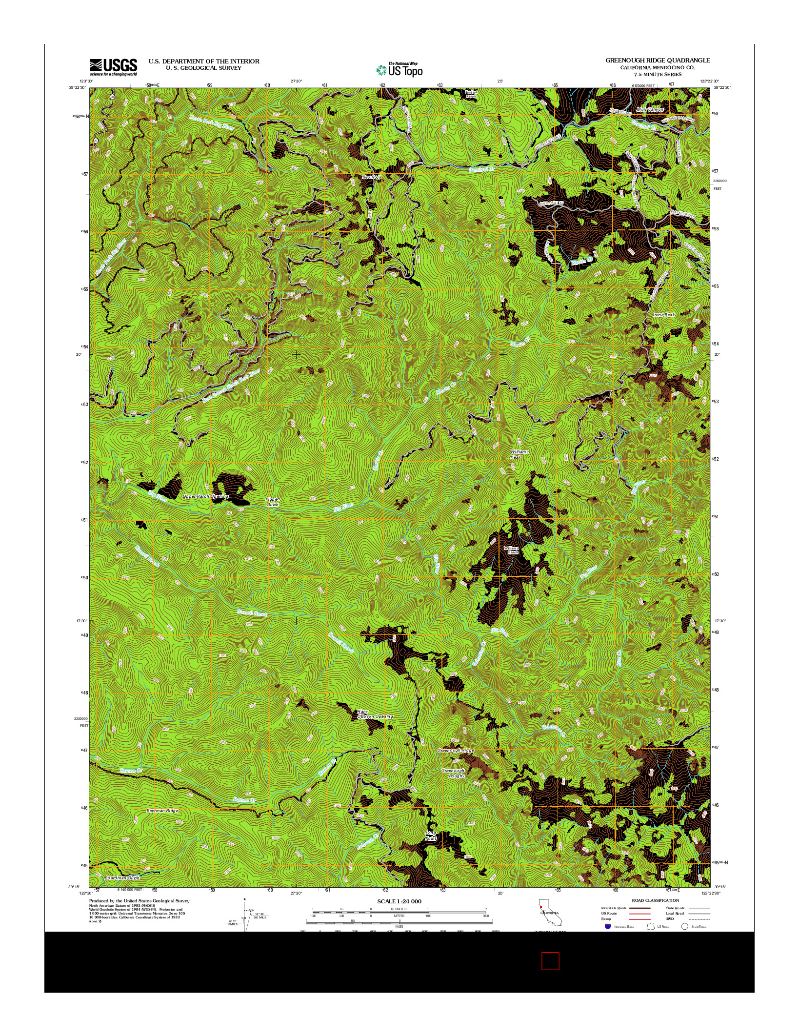 USGS US TOPO 7.5-MINUTE MAP FOR GREENOUGH RIDGE, CA 2012