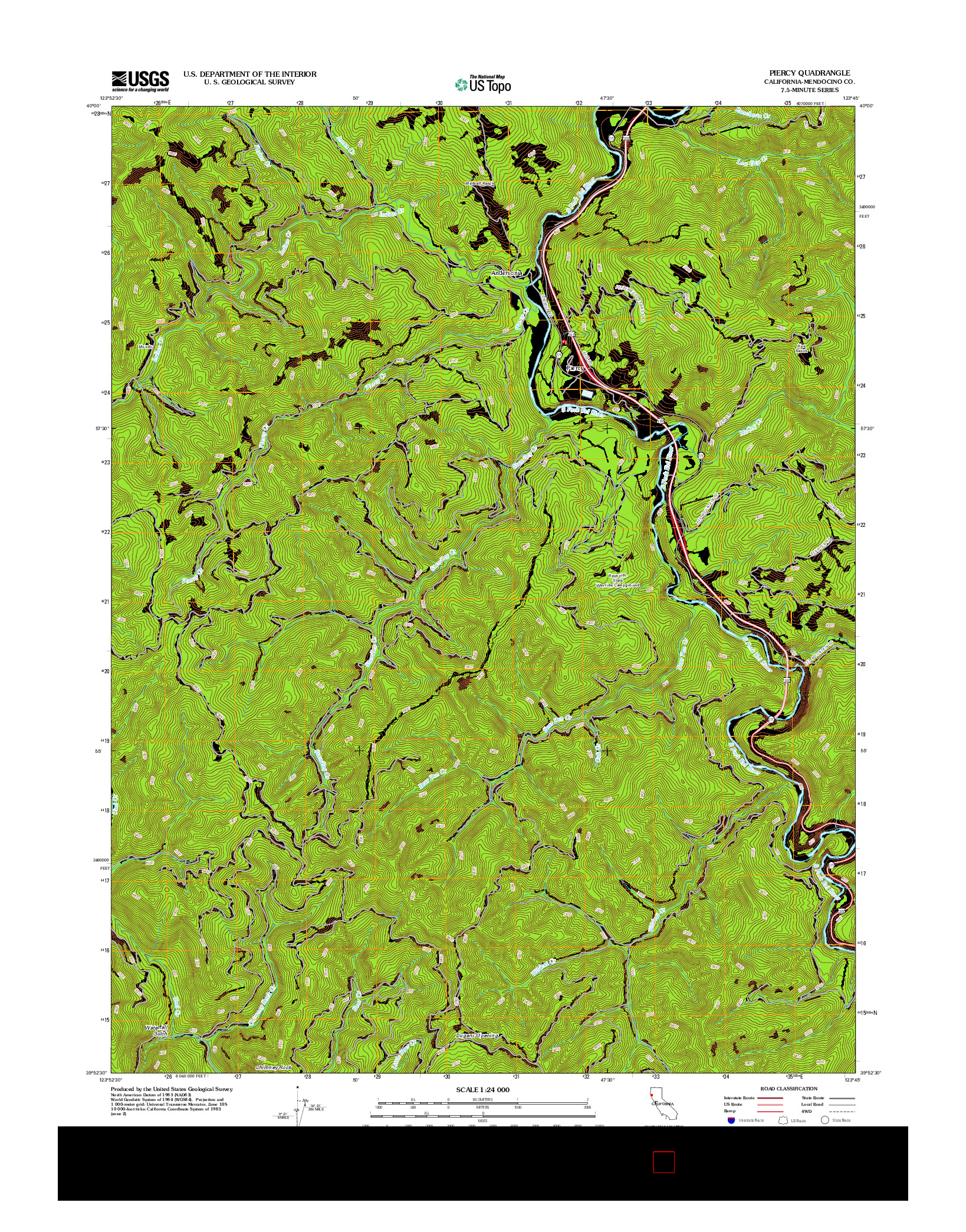 USGS US TOPO 7.5-MINUTE MAP FOR PIERCY, CA 2012