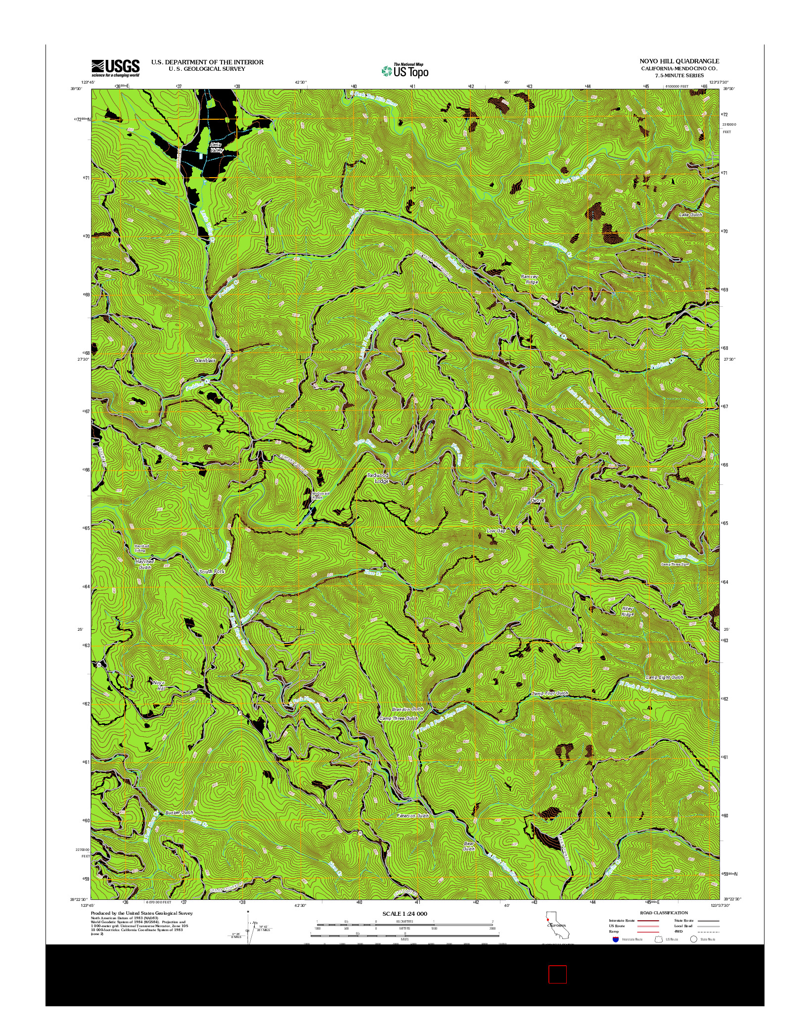 USGS US TOPO 7.5-MINUTE MAP FOR NOYO HILL, CA 2012