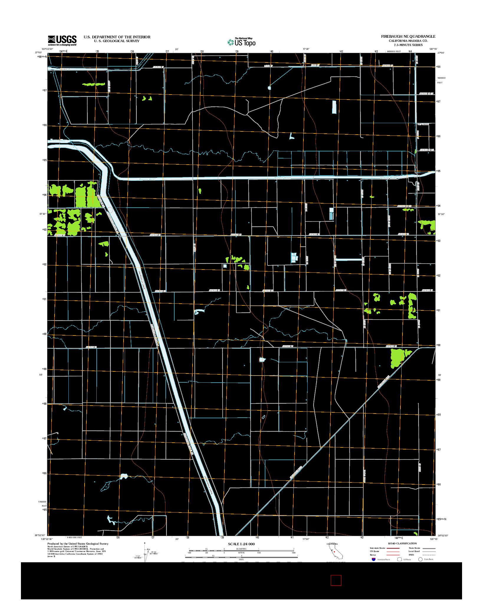 USGS US TOPO 7.5-MINUTE MAP FOR FIREBAUGH NE, CA 2012