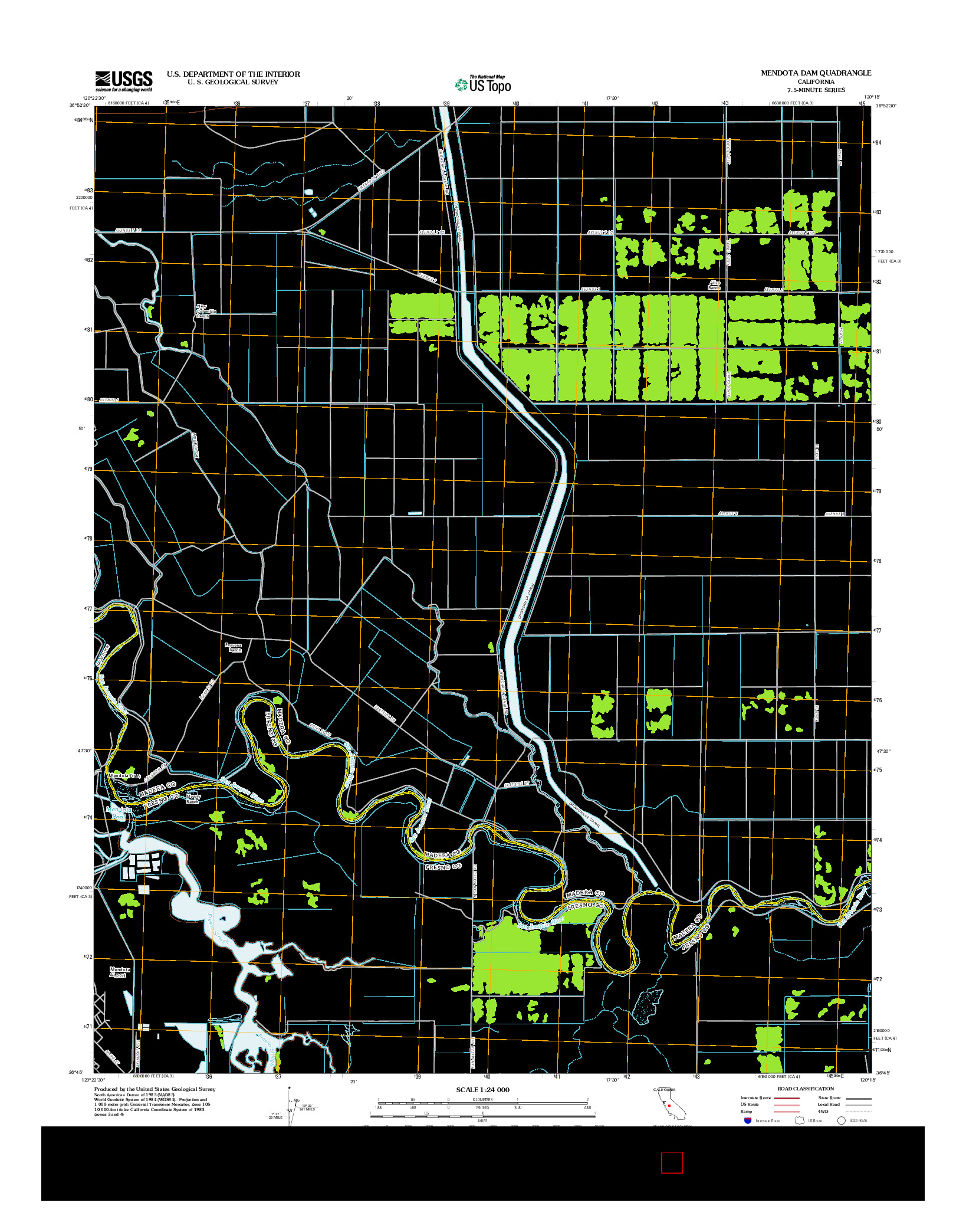 USGS US TOPO 7.5-MINUTE MAP FOR MENDOTA DAM, CA 2012