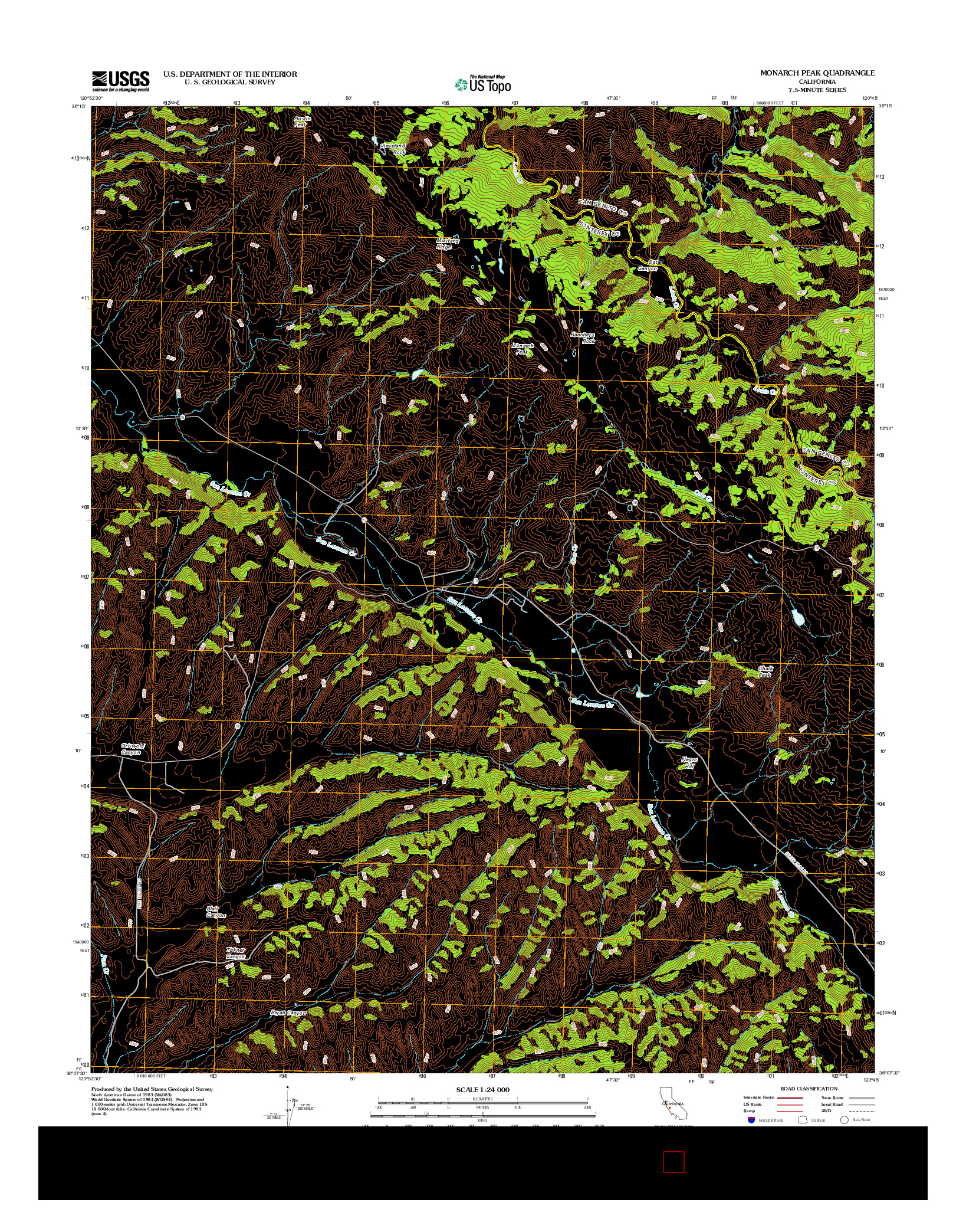 USGS US TOPO 7.5-MINUTE MAP FOR MONARCH PEAK, CA 2012