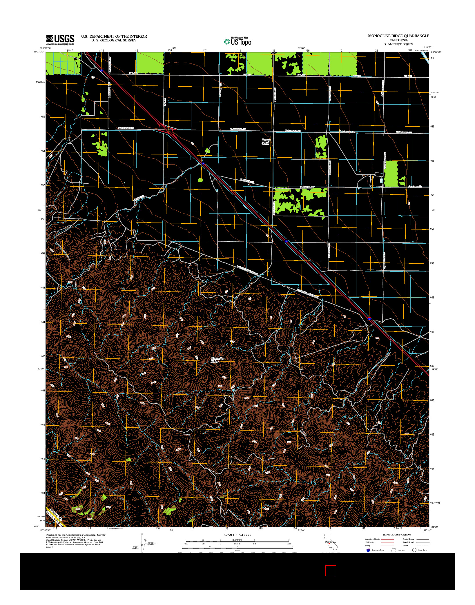 USGS US TOPO 7.5-MINUTE MAP FOR MONOCLINE RIDGE, CA 2012