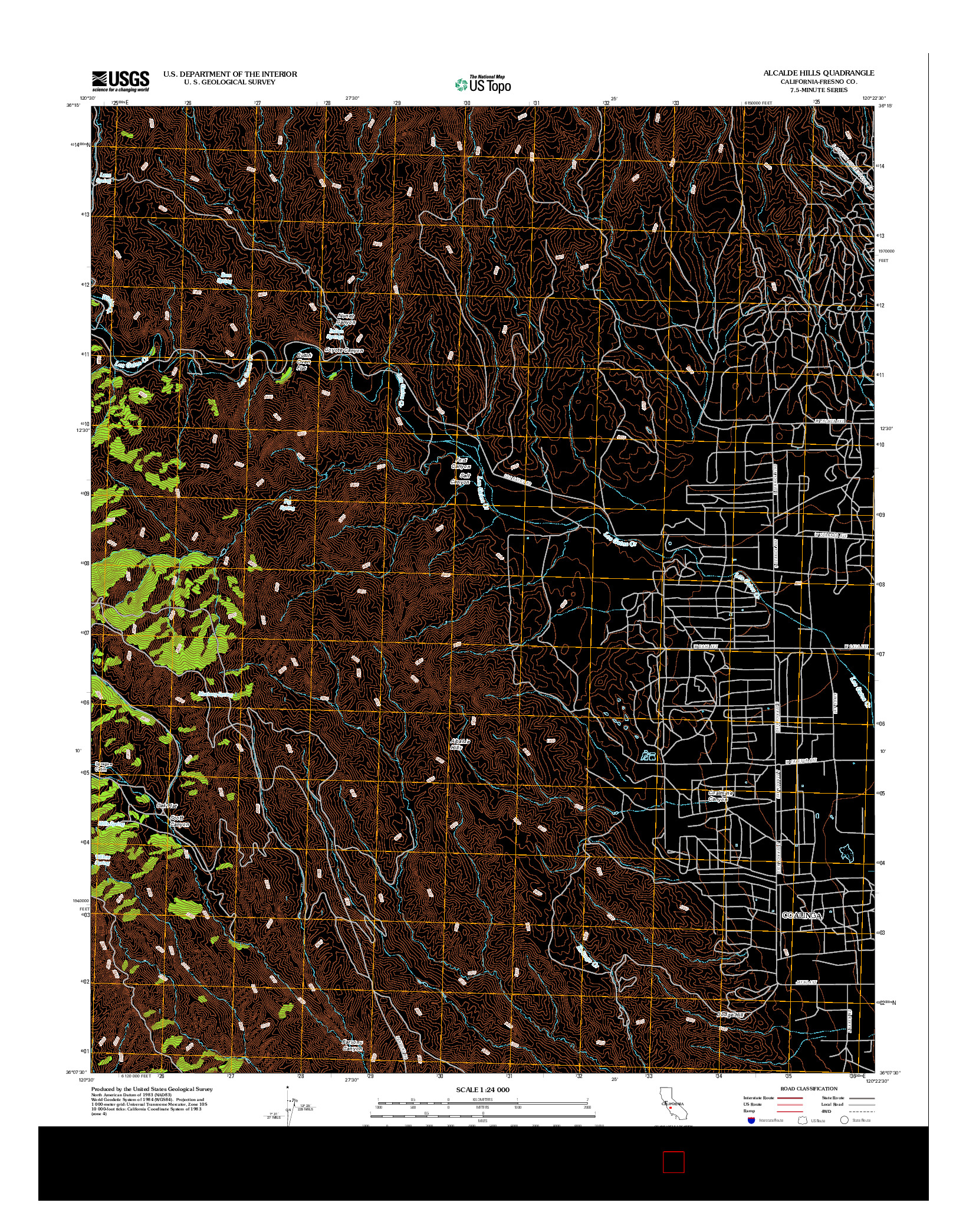 USGS US TOPO 7.5-MINUTE MAP FOR ALCALDE HILLS, CA 2012