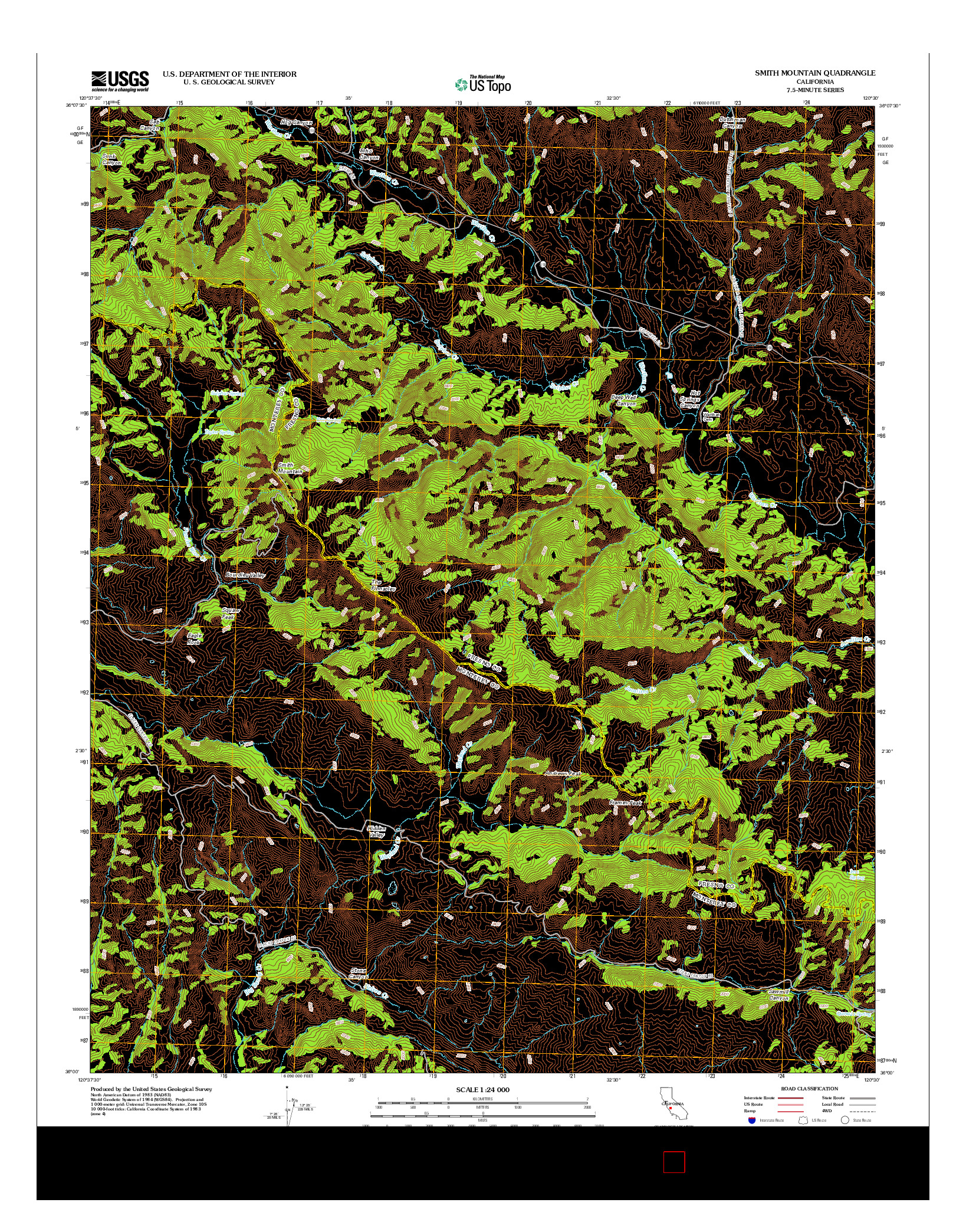 USGS US TOPO 7.5-MINUTE MAP FOR SMITH MOUNTAIN, CA 2012