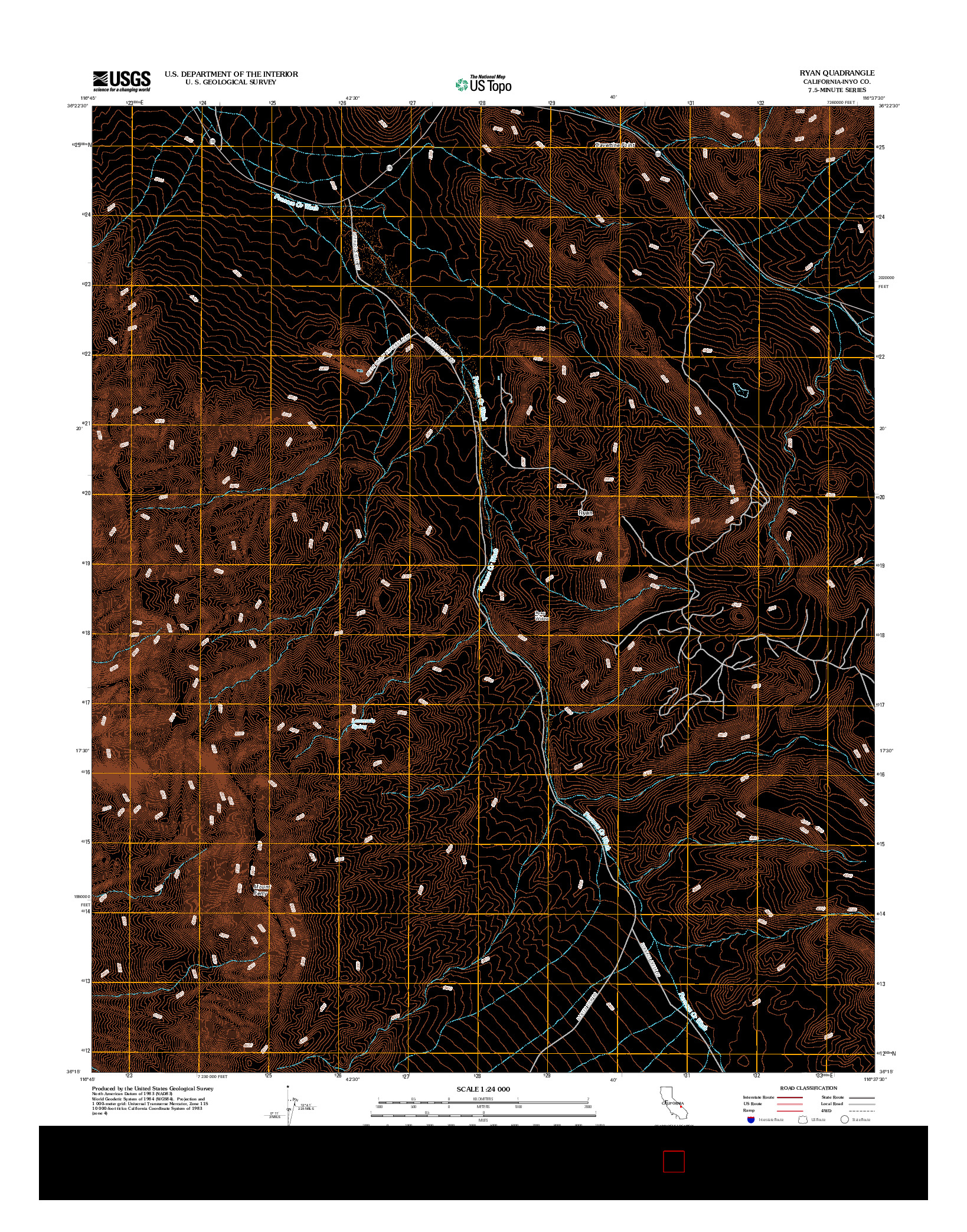 USGS US TOPO 7.5-MINUTE MAP FOR RYAN, CA 2012