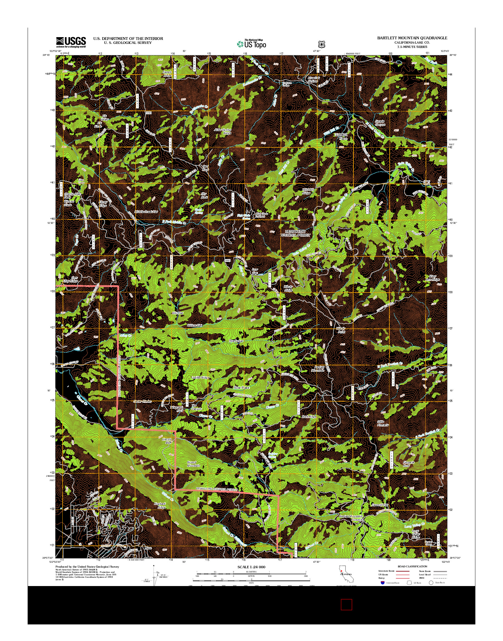 USGS US TOPO 7.5-MINUTE MAP FOR BARTLETT MOUNTAIN, CA 2012