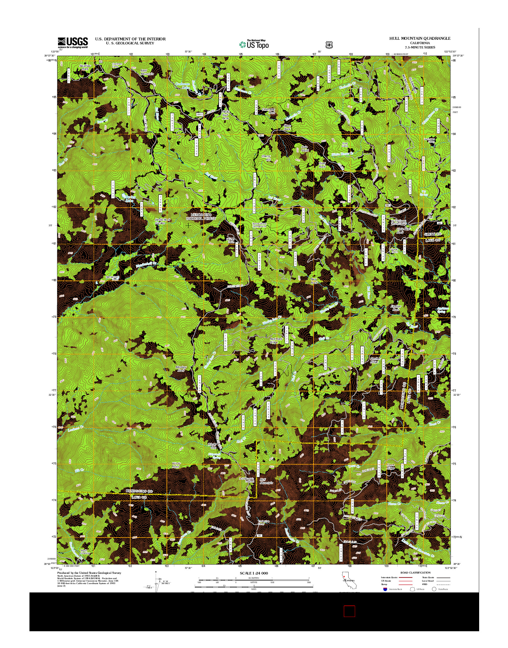 USGS US TOPO 7.5-MINUTE MAP FOR HULL MOUNTAIN, CA 2012