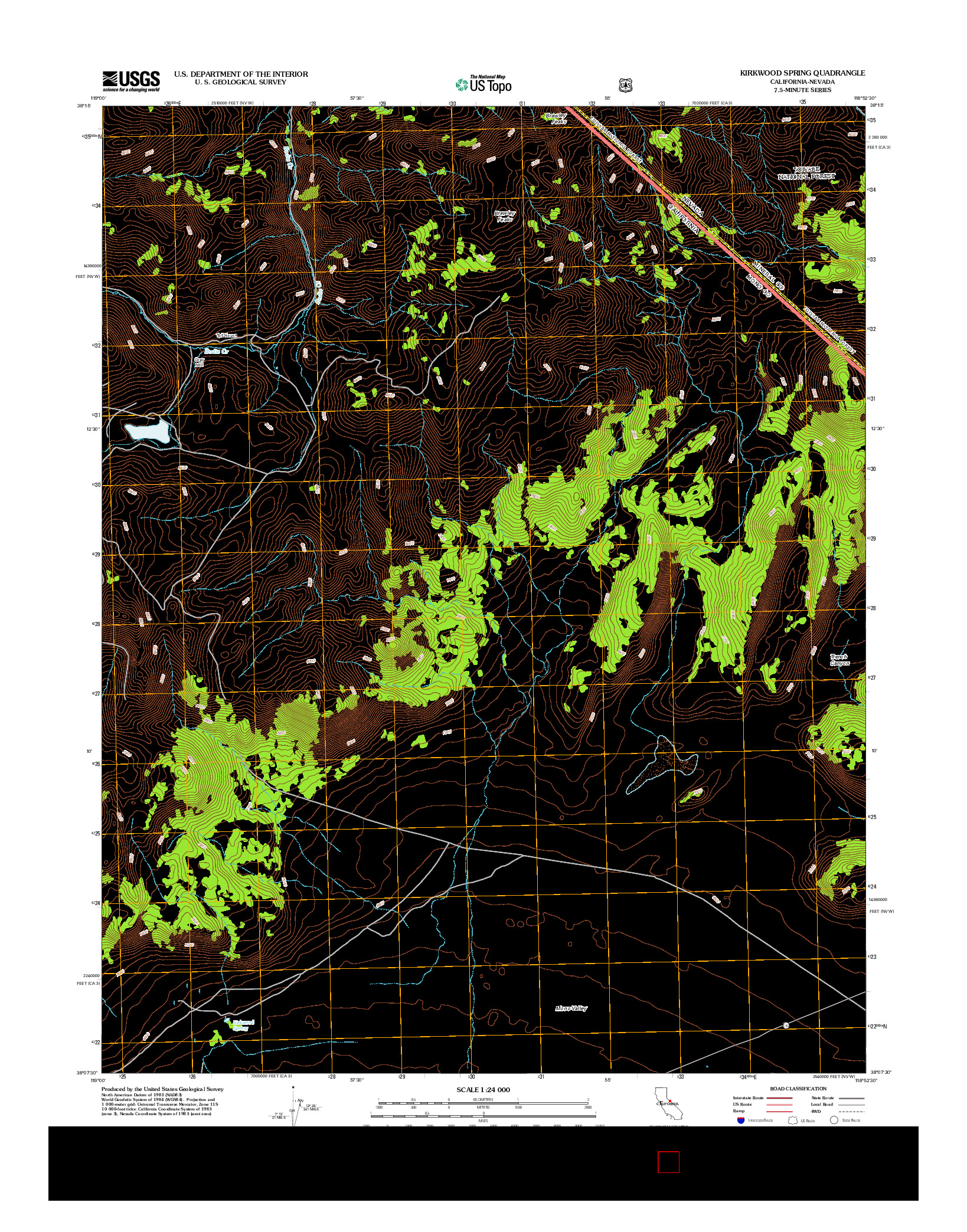 USGS US TOPO 7.5-MINUTE MAP FOR KIRKWOOD SPRING, CA-NV 2012