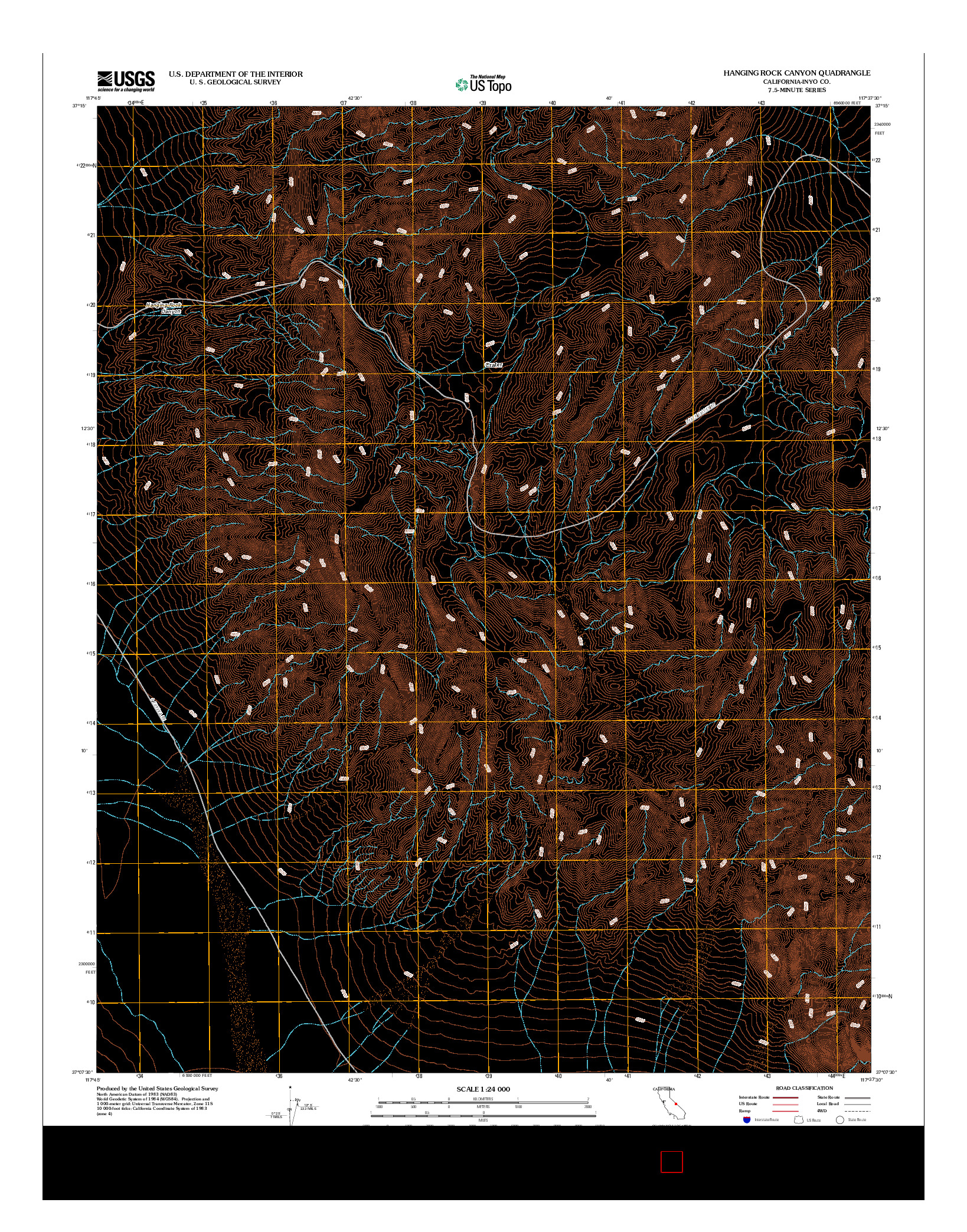 USGS US TOPO 7.5-MINUTE MAP FOR HANGING ROCK CANYON, CA 2012