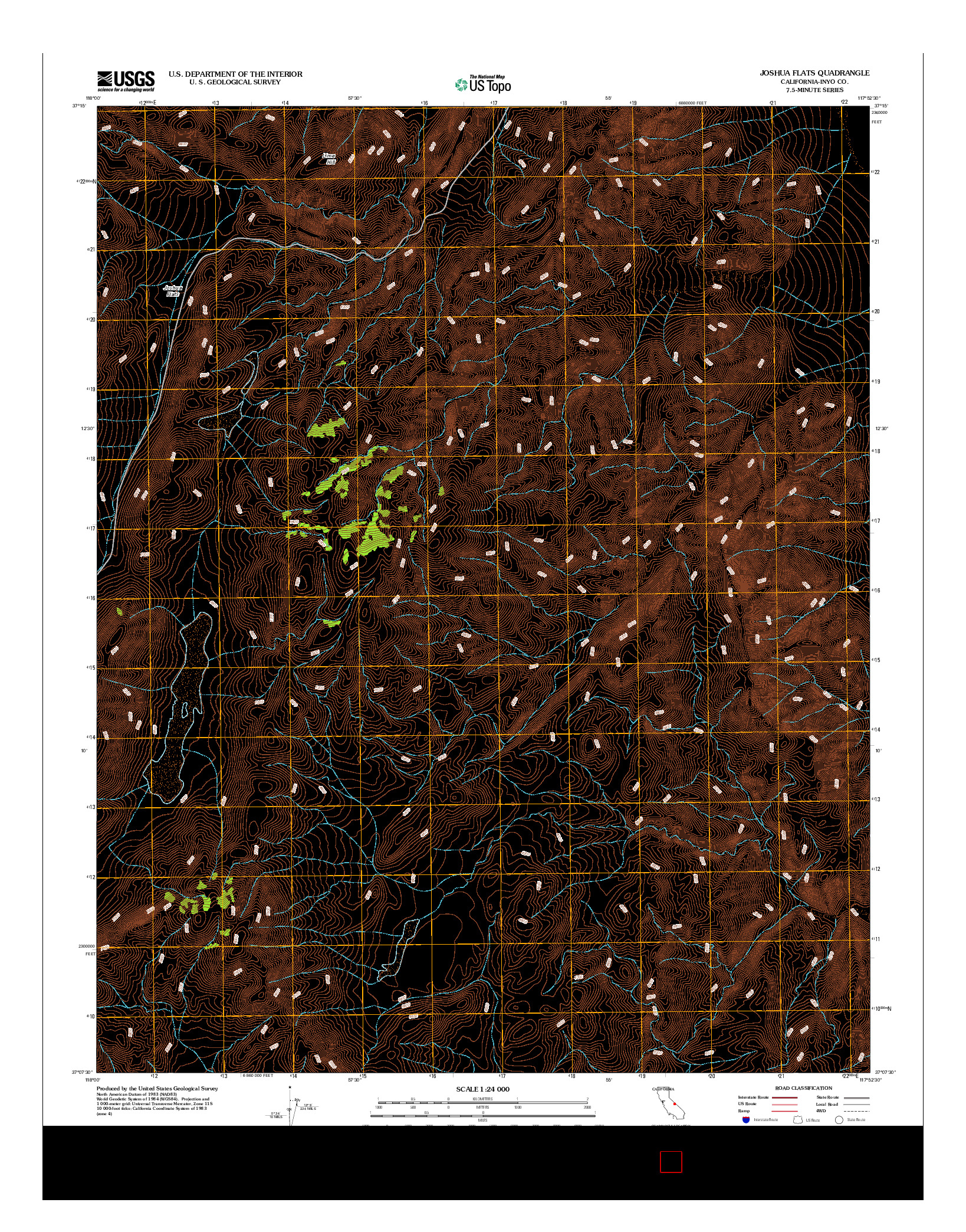 USGS US TOPO 7.5-MINUTE MAP FOR JOSHUA FLATS, CA 2012