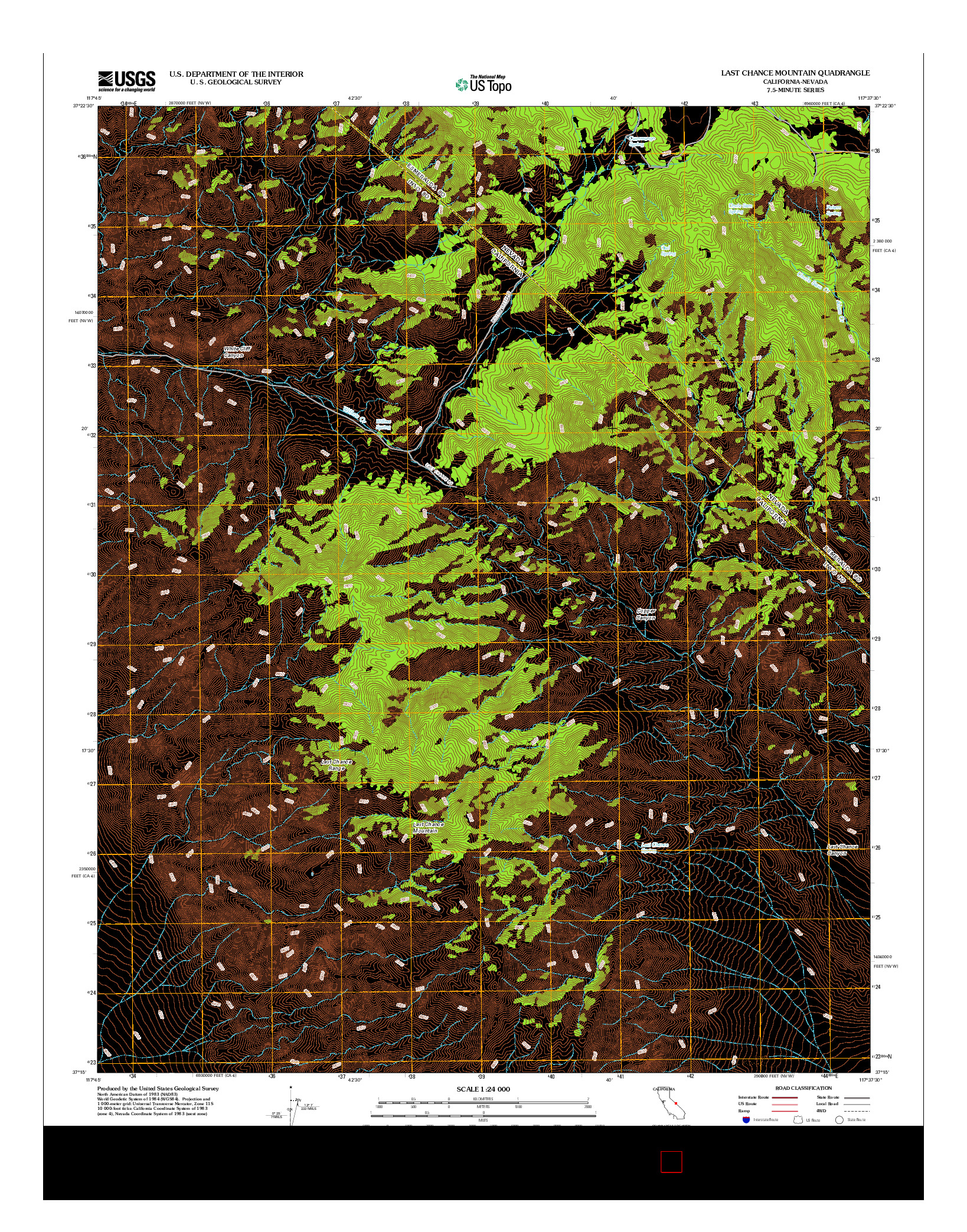 USGS US TOPO 7.5-MINUTE MAP FOR LAST CHANCE MOUNTAIN, CA-NV 2012