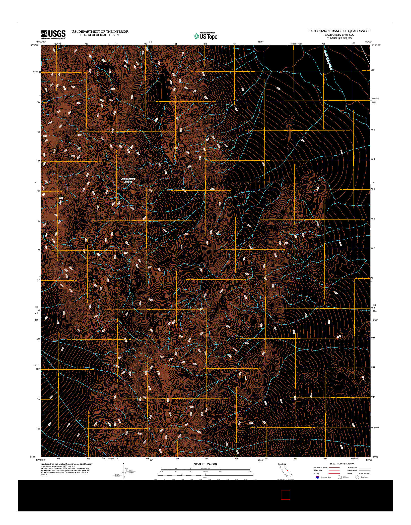 USGS US TOPO 7.5-MINUTE MAP FOR LAST CHANCE RANGE SE, CA 2012