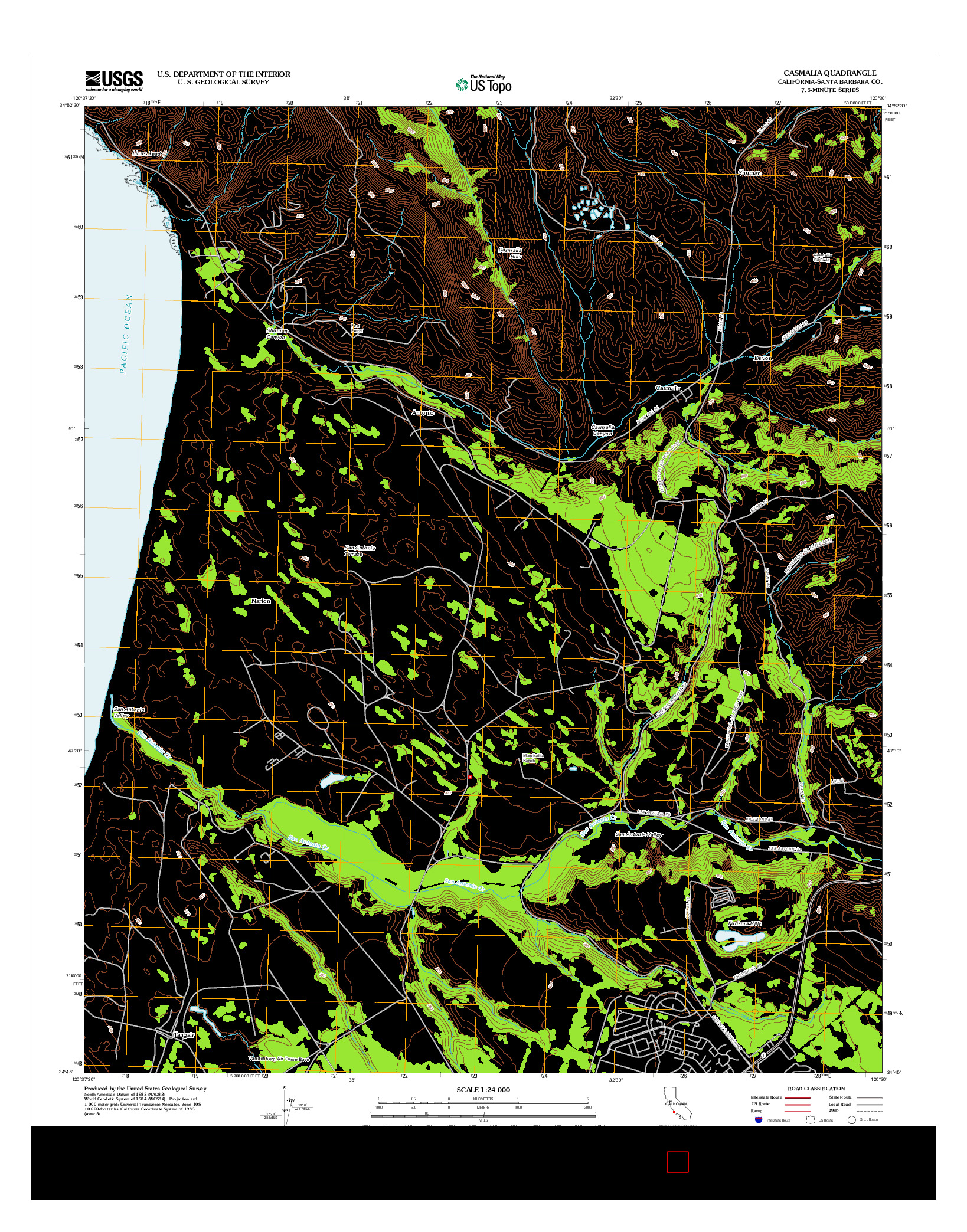 USGS US TOPO 7.5-MINUTE MAP FOR CASMALIA, CA 2012