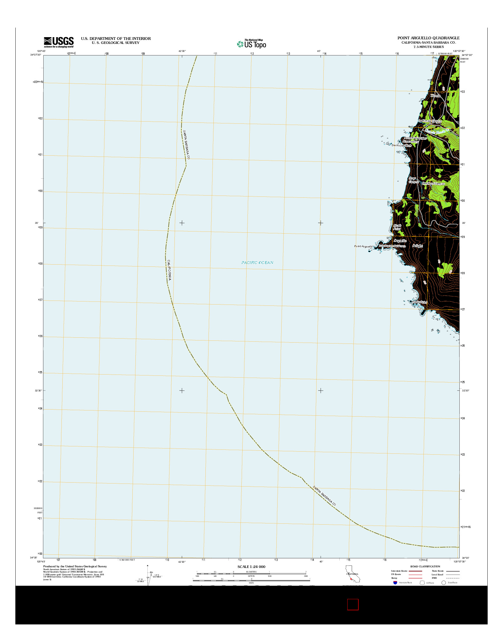 USGS US TOPO 7.5-MINUTE MAP FOR POINT ARGUELLO, CA 2012