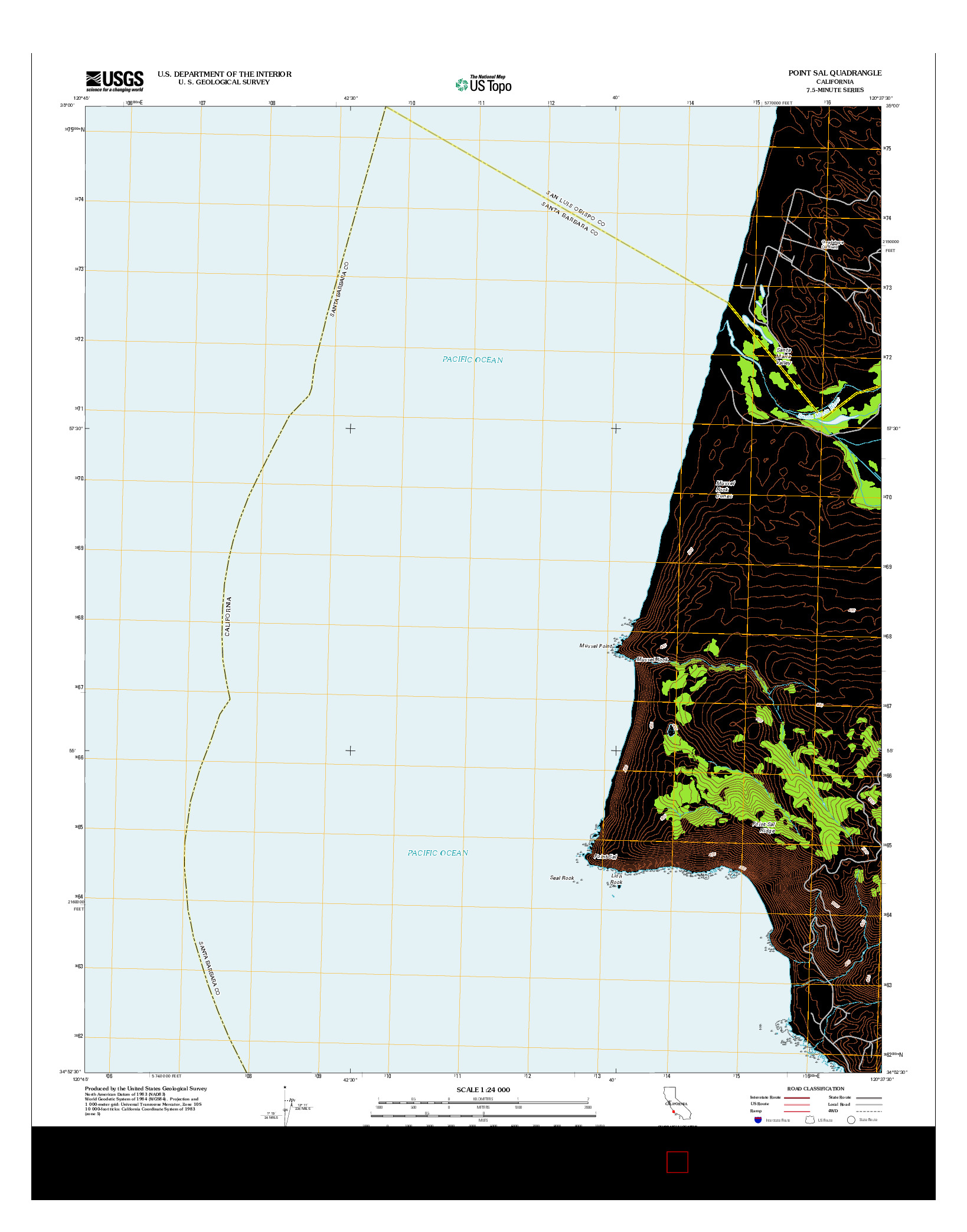 USGS US TOPO 7.5-MINUTE MAP FOR POINT SAL, CA 2012
