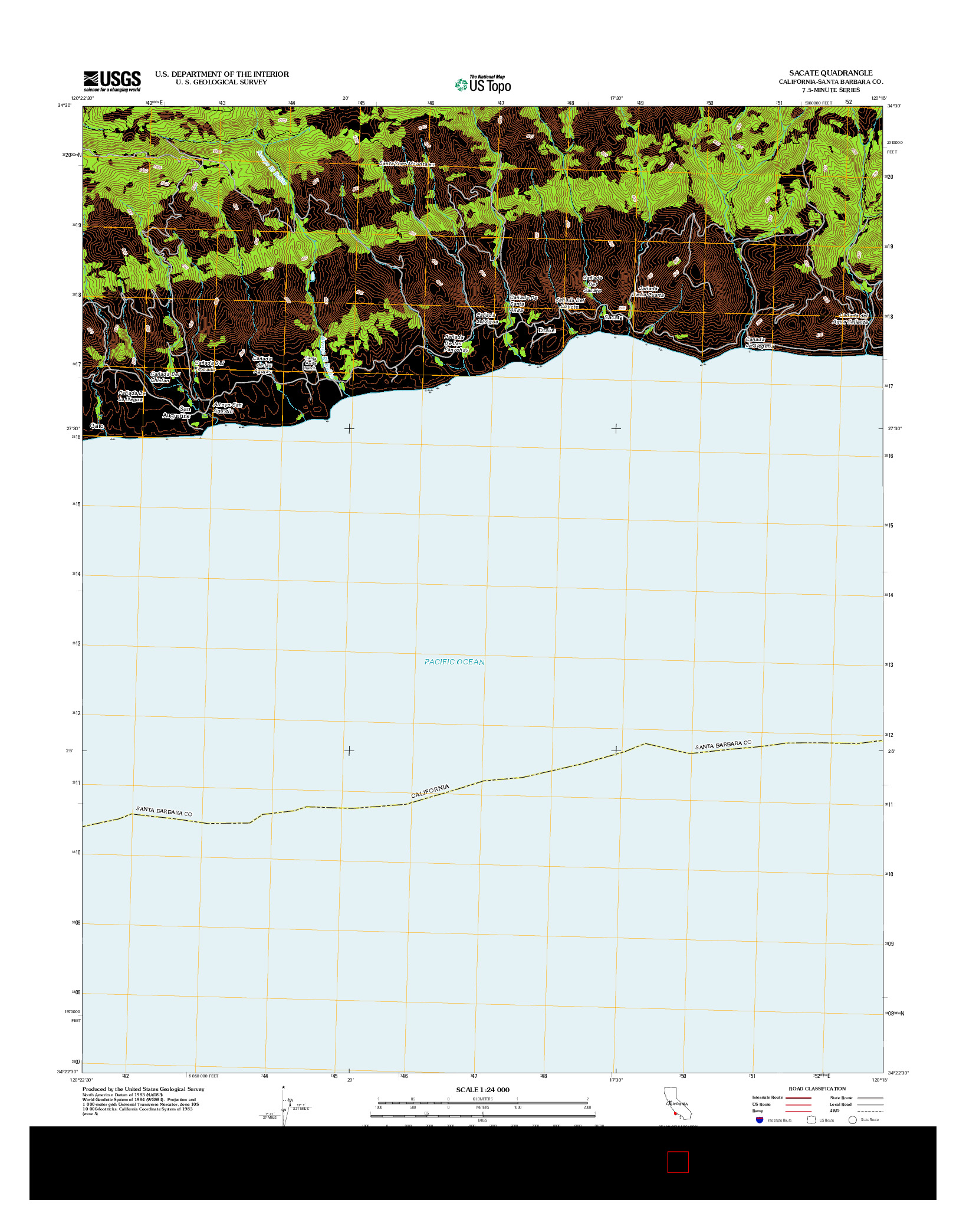 USGS US TOPO 7.5-MINUTE MAP FOR SACATE, CA 2012