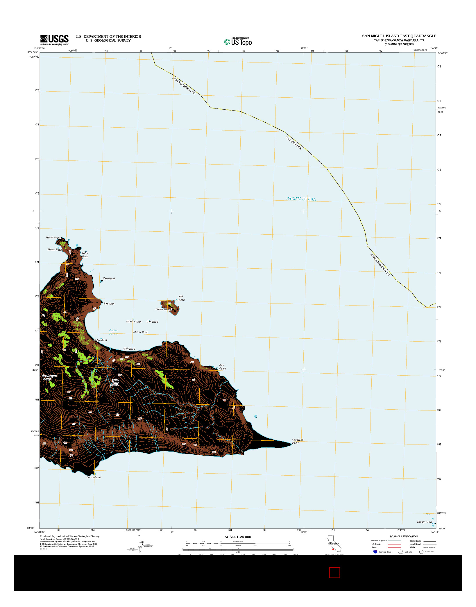USGS US TOPO 7.5-MINUTE MAP FOR SAN MIGUEL ISLAND EAST, CA 2012