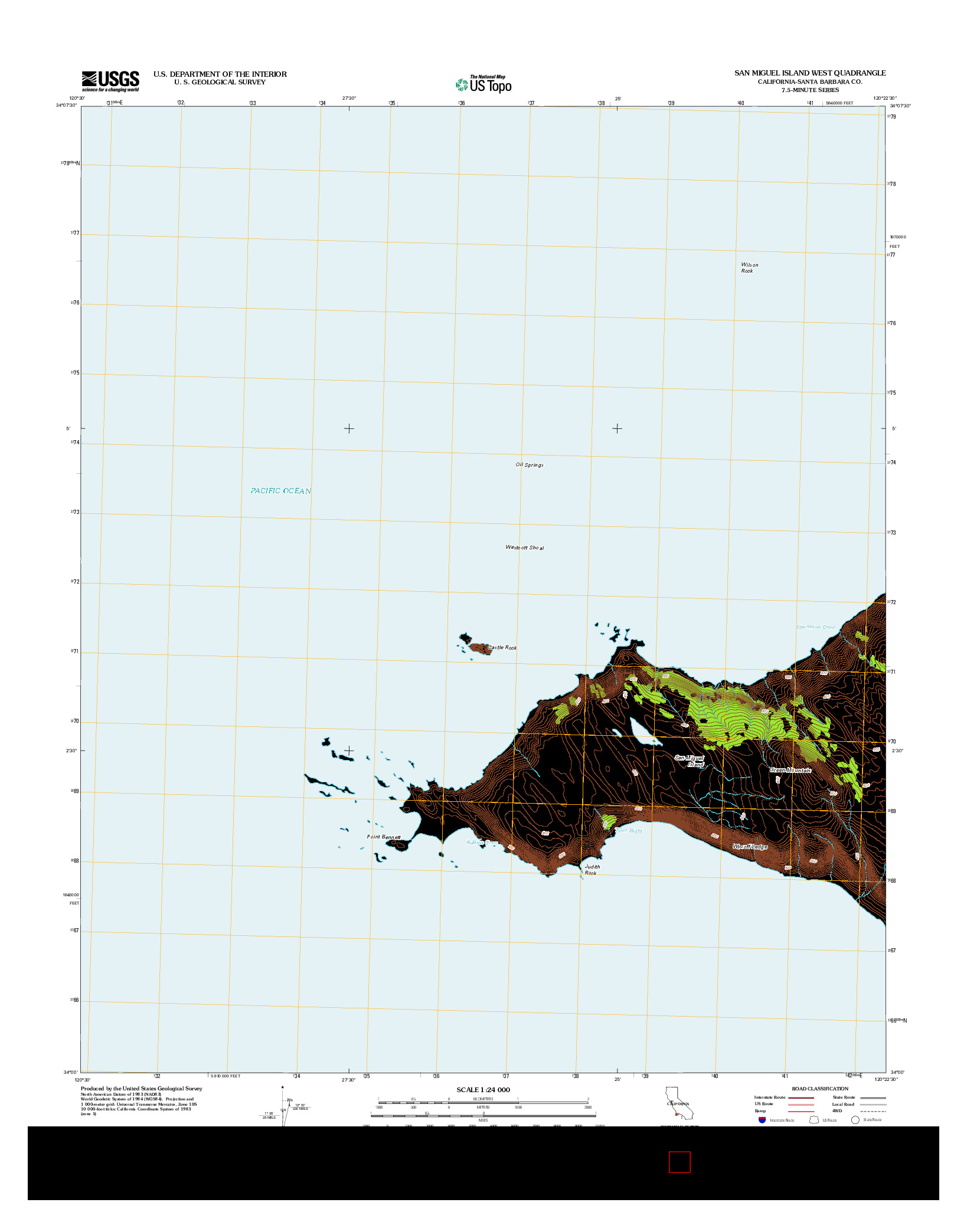 USGS US TOPO 7.5-MINUTE MAP FOR SAN MIGUEL ISLAND WEST, CA 2012