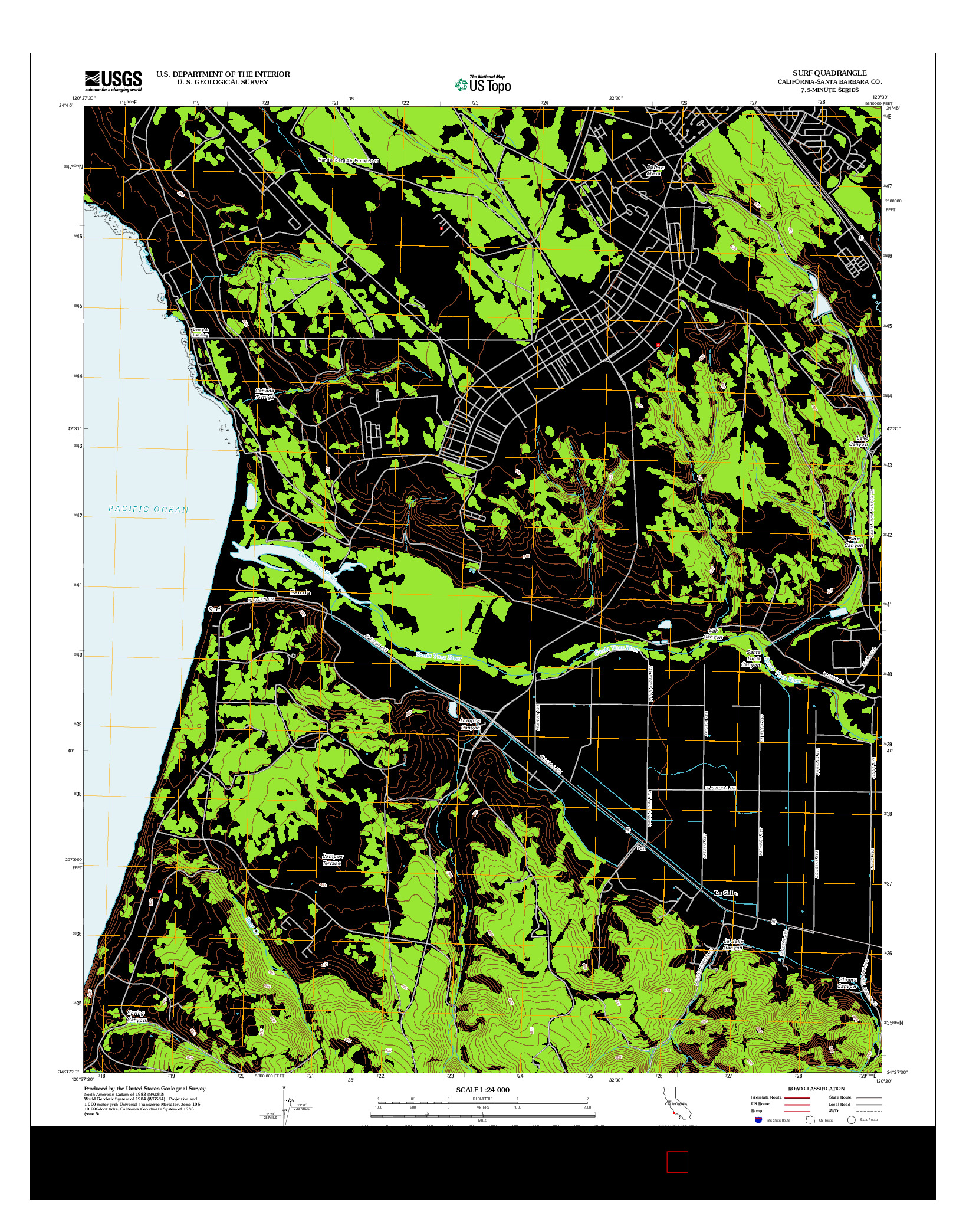 USGS US TOPO 7.5-MINUTE MAP FOR SURF, CA 2012