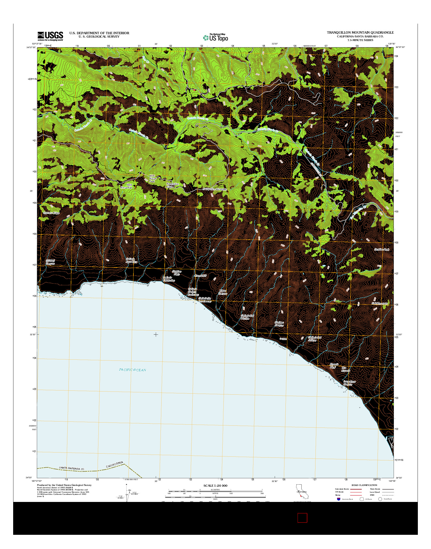 USGS US TOPO 7.5-MINUTE MAP FOR TRANQUILLON MOUNTAIN, CA 2012