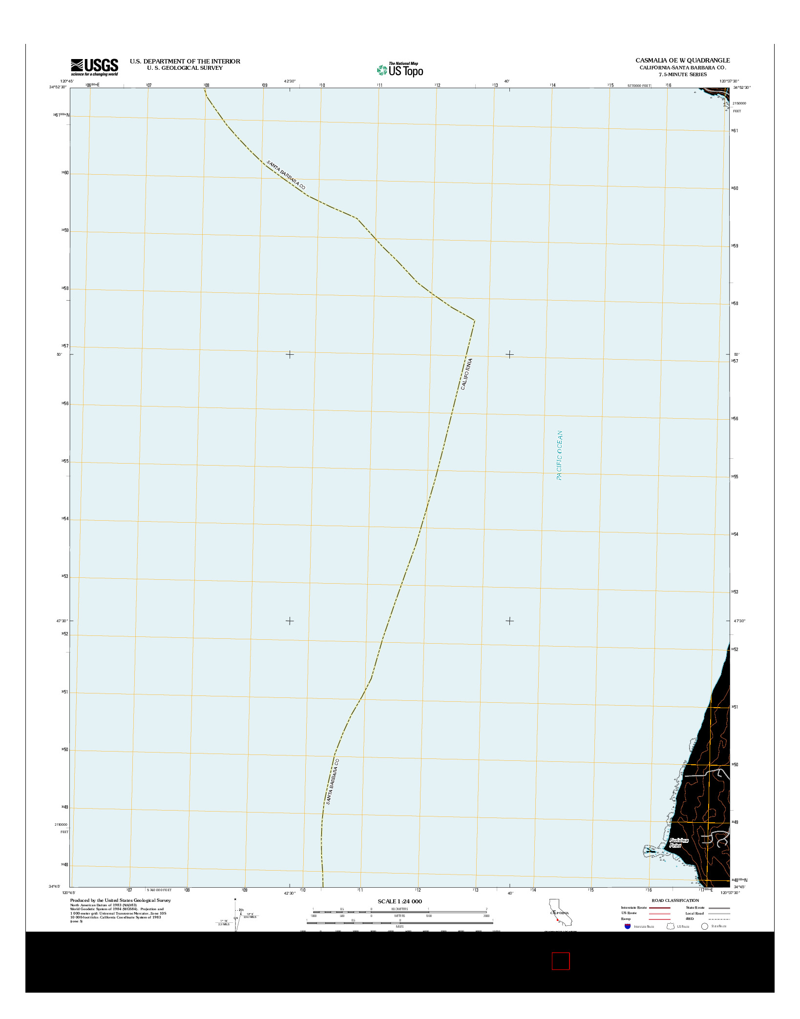 USGS US TOPO 7.5-MINUTE MAP FOR CASMALIA OE W, CA 2012