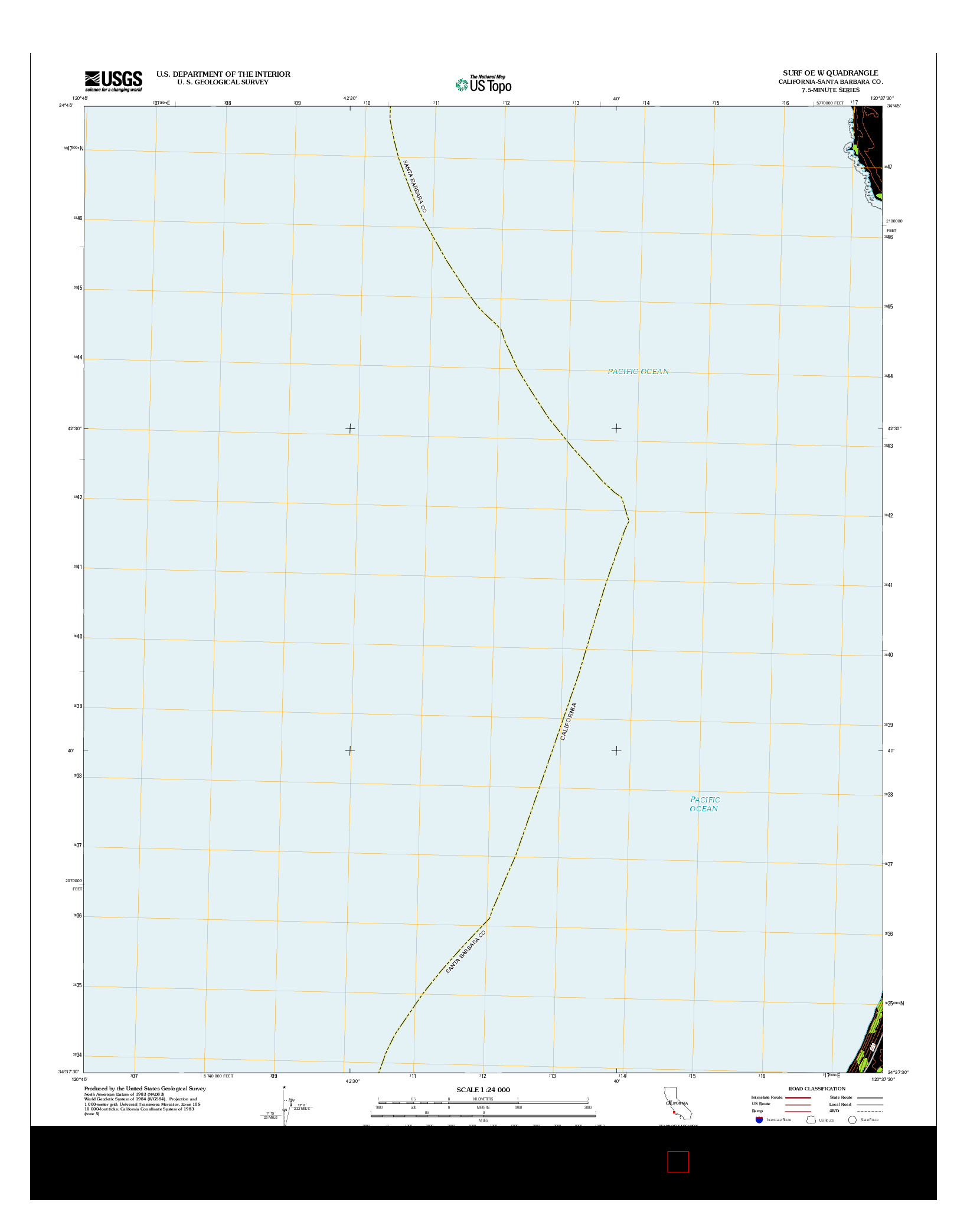 USGS US TOPO 7.5-MINUTE MAP FOR SURF OE W, CA 2012