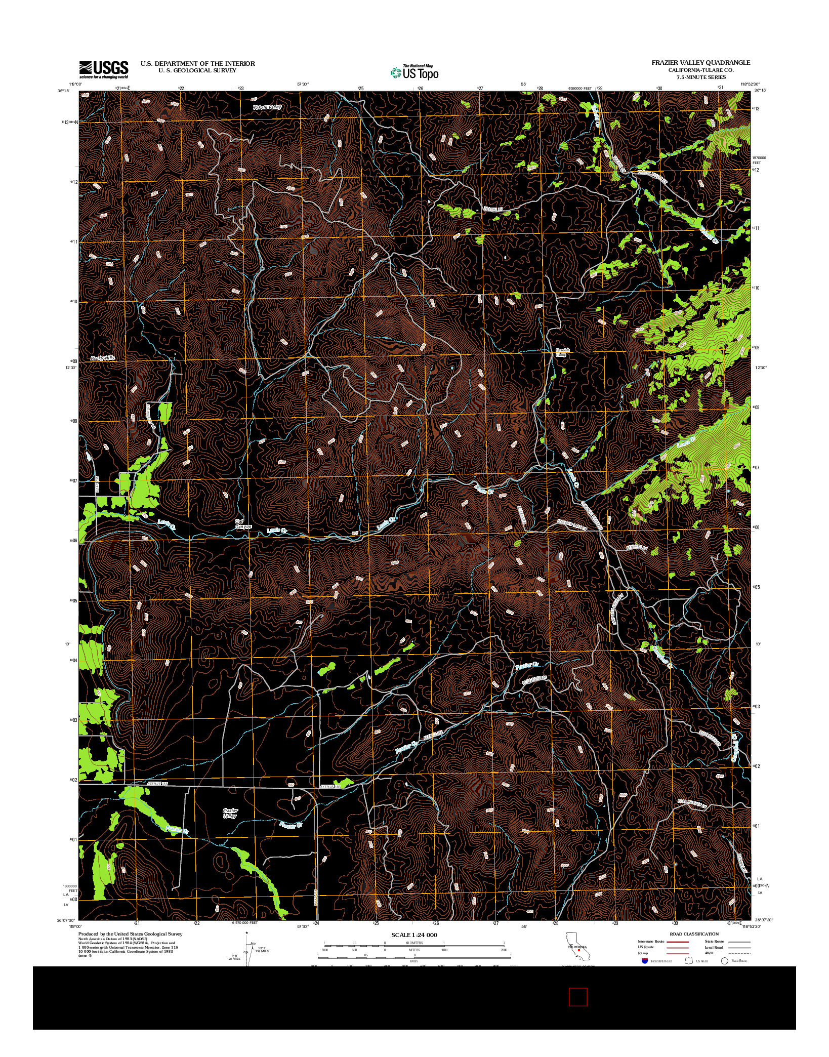 USGS US TOPO 7.5-MINUTE MAP FOR FRAZIER VALLEY, CA 2012