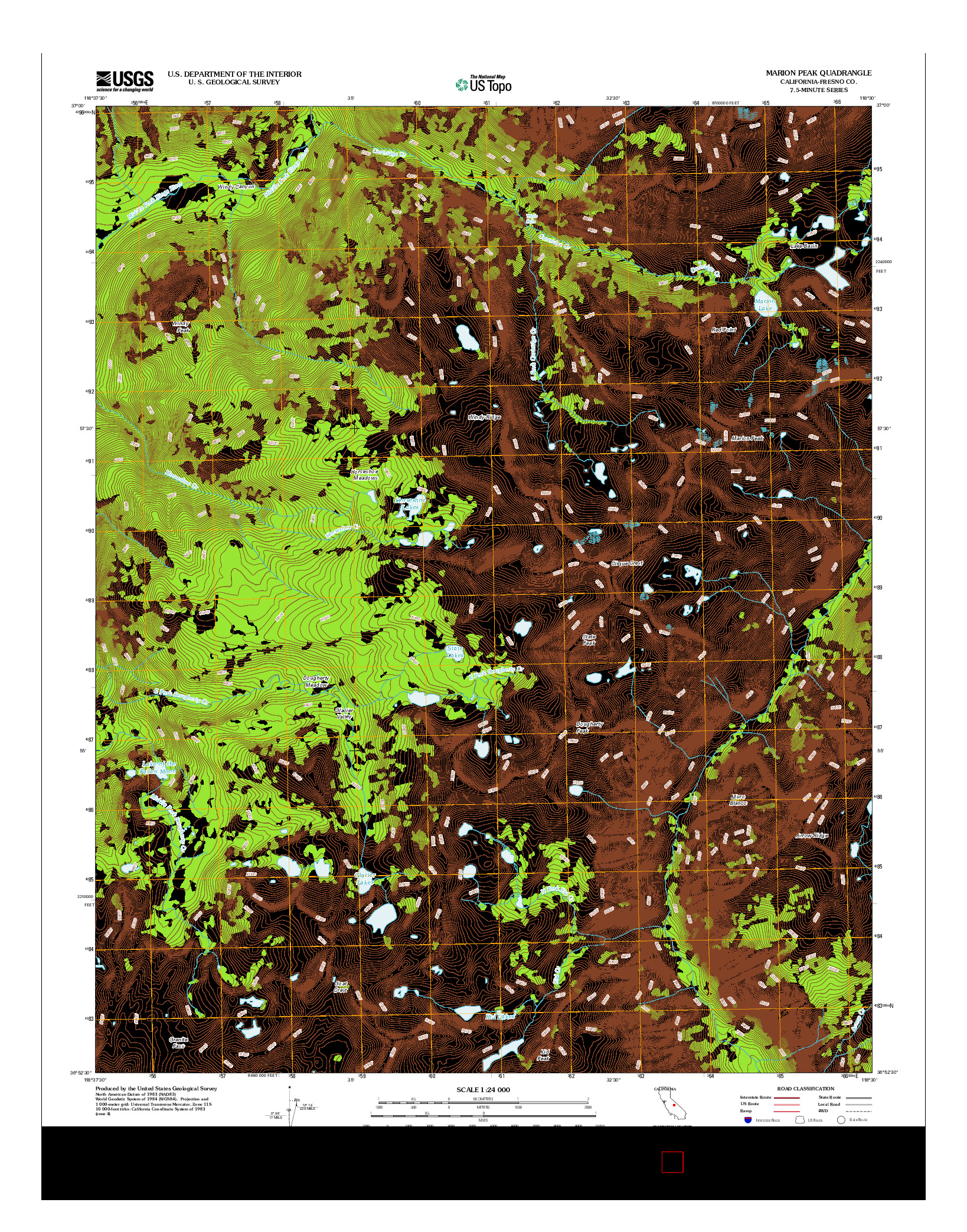 USGS US TOPO 7.5-MINUTE MAP FOR MARION PEAK, CA 2012