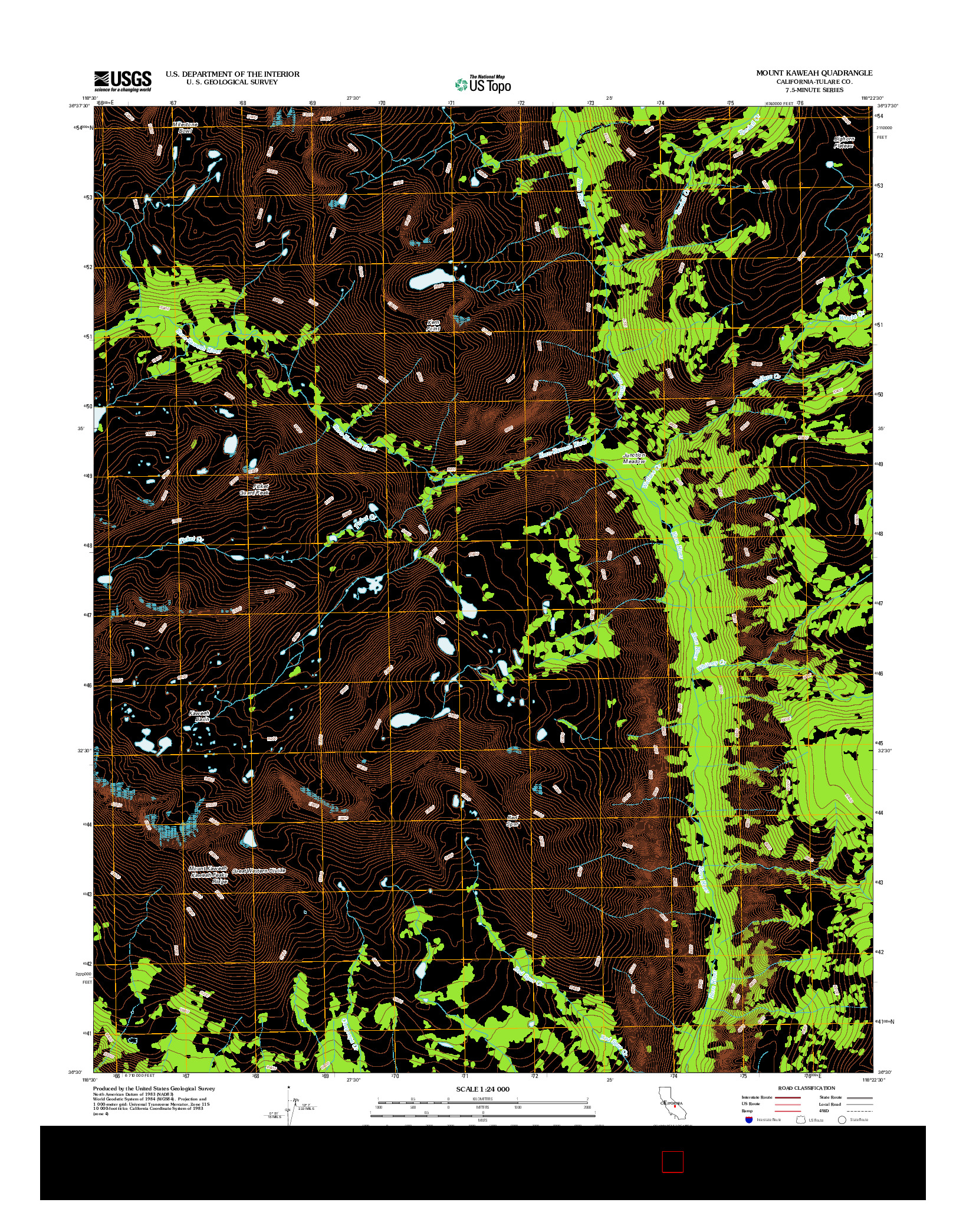 USGS US TOPO 7.5-MINUTE MAP FOR MOUNT KAWEAH, CA 2012