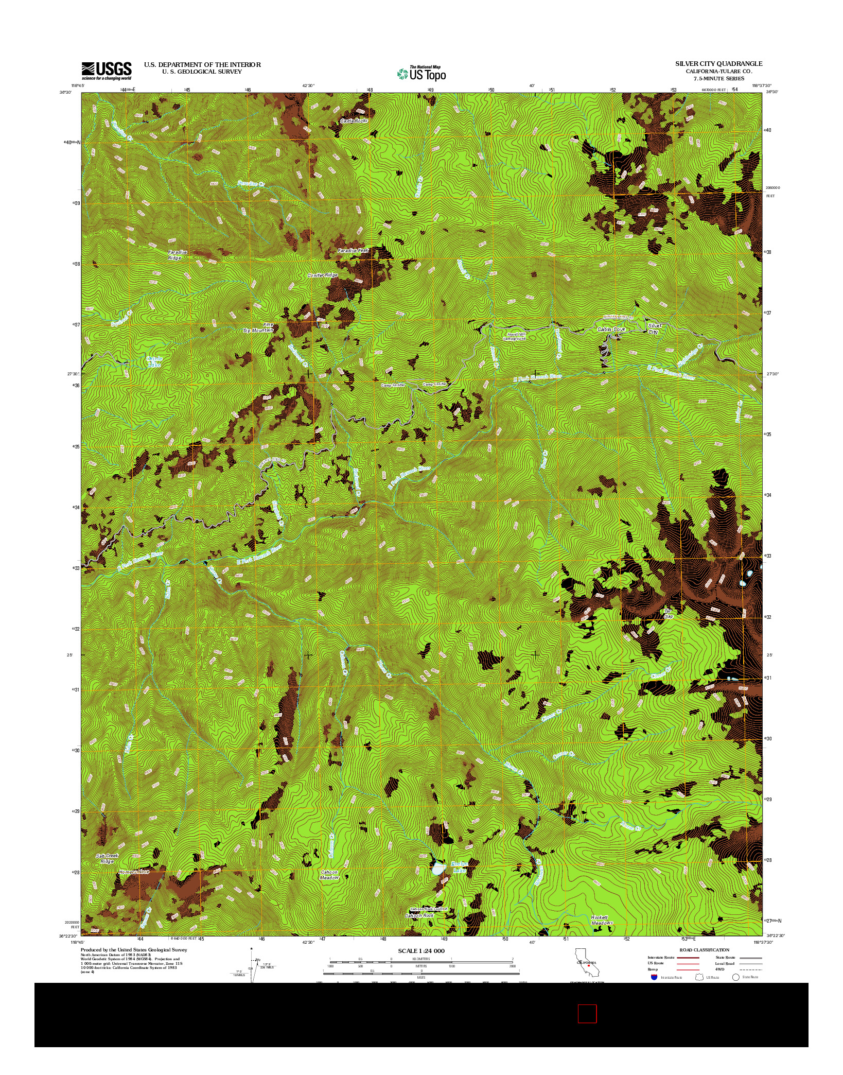 USGS US TOPO 7.5-MINUTE MAP FOR SILVER CITY, CA 2012