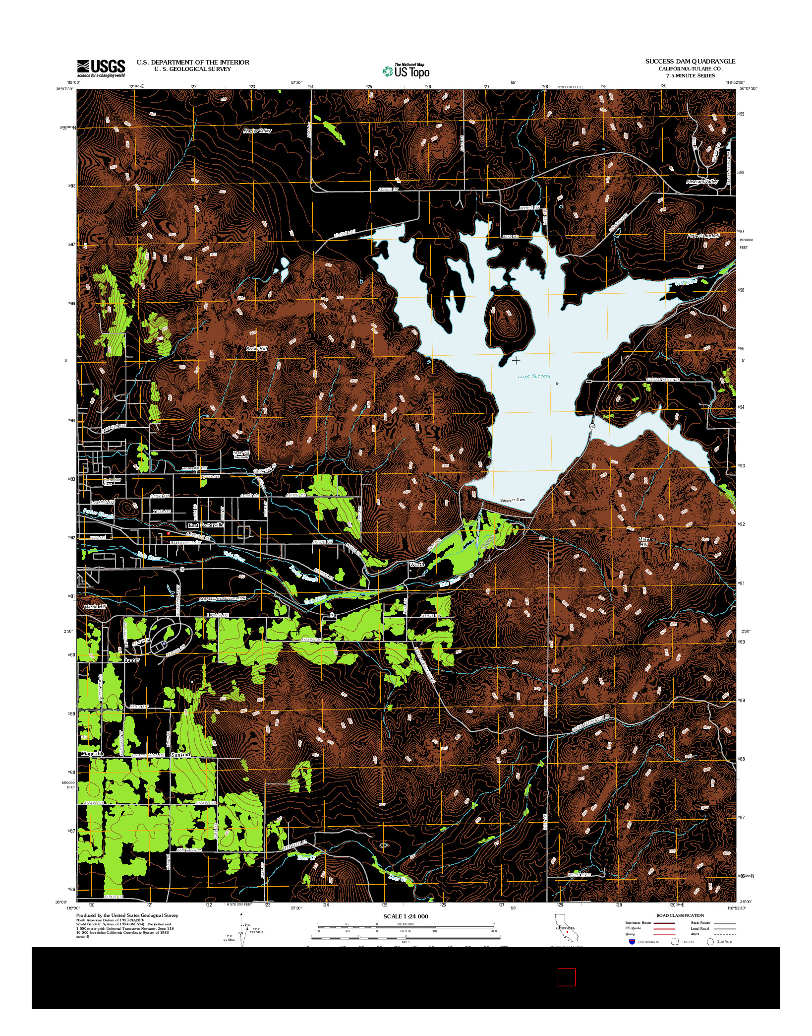 USGS US TOPO 7.5-MINUTE MAP FOR SUCCESS DAM, CA 2012