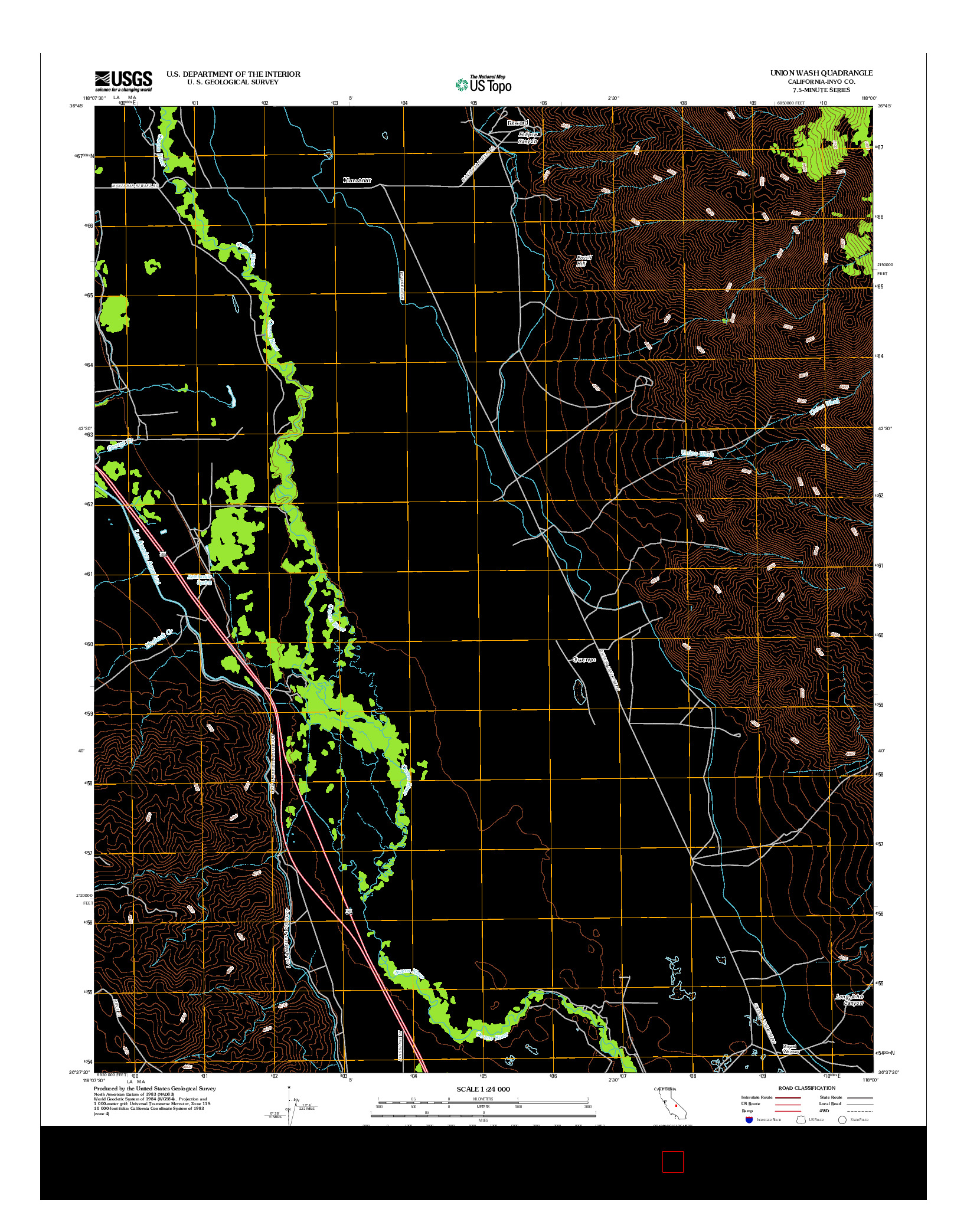 USGS US TOPO 7.5-MINUTE MAP FOR UNION WASH, CA 2012