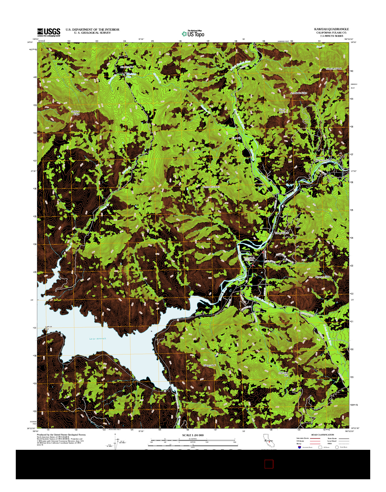 USGS US TOPO 7.5-MINUTE MAP FOR KAWEAH, CA 2012