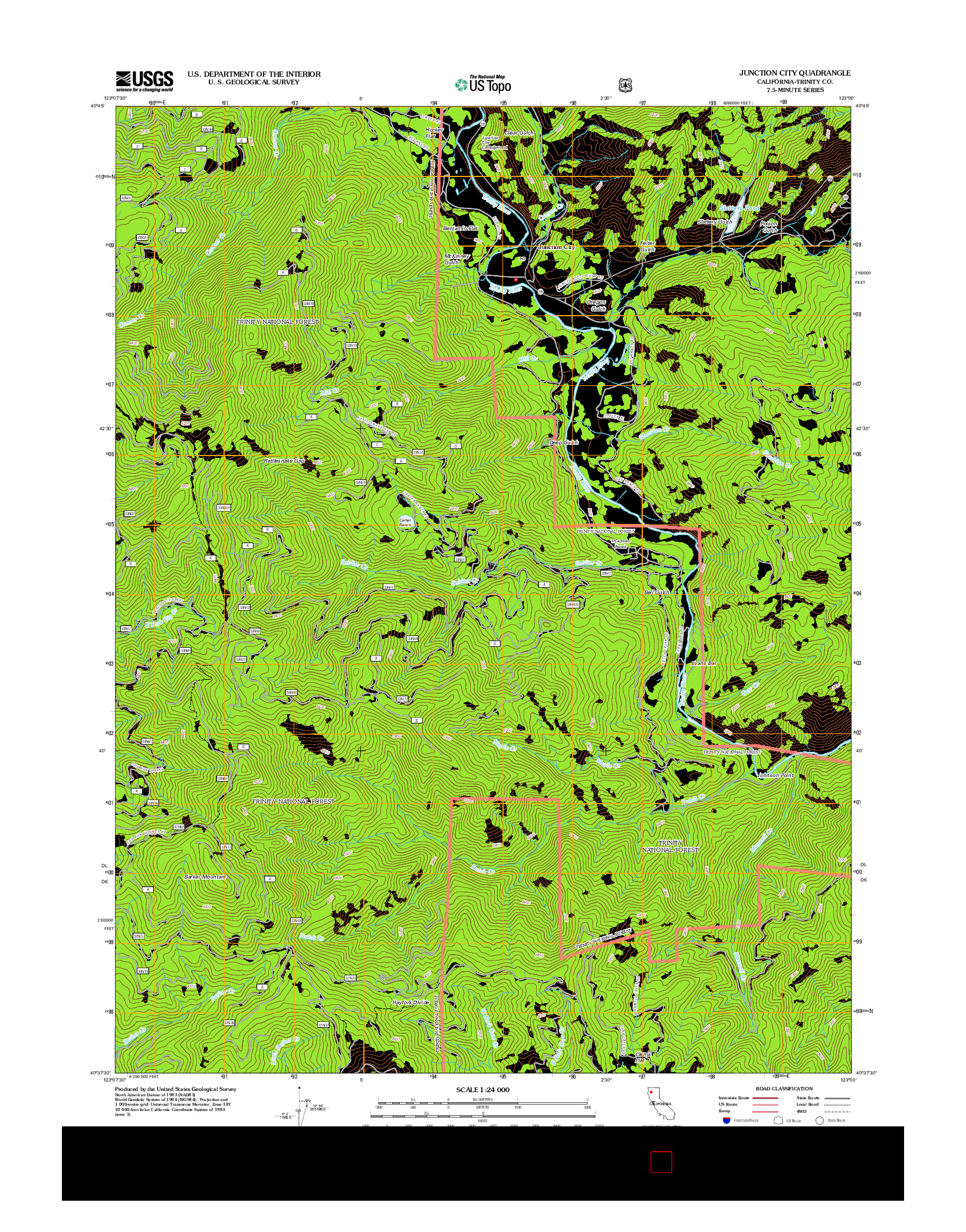 USGS US TOPO 7.5-MINUTE MAP FOR JUNCTION CITY, CA 2012