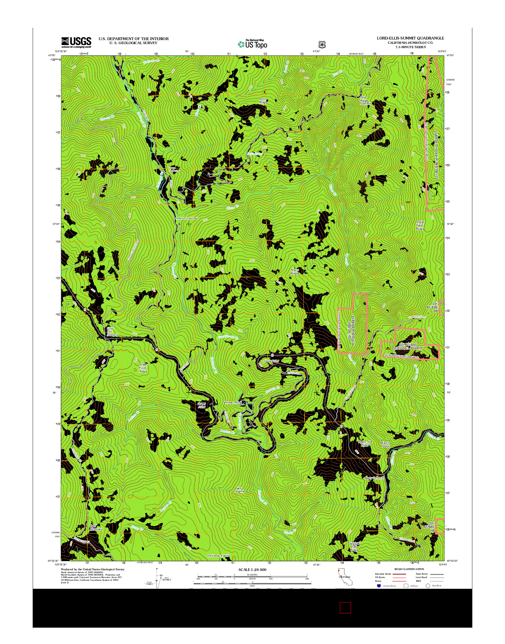 USGS US TOPO 7.5-MINUTE MAP FOR LORD-ELLIS SUMMIT, CA 2012