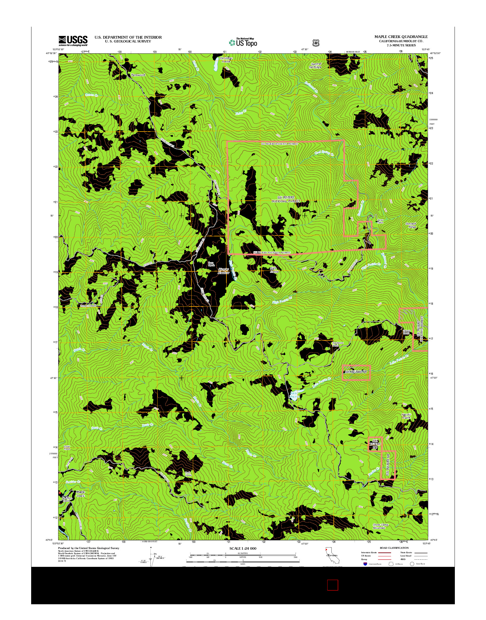 USGS US TOPO 7.5-MINUTE MAP FOR MAPLE CREEK, CA 2012