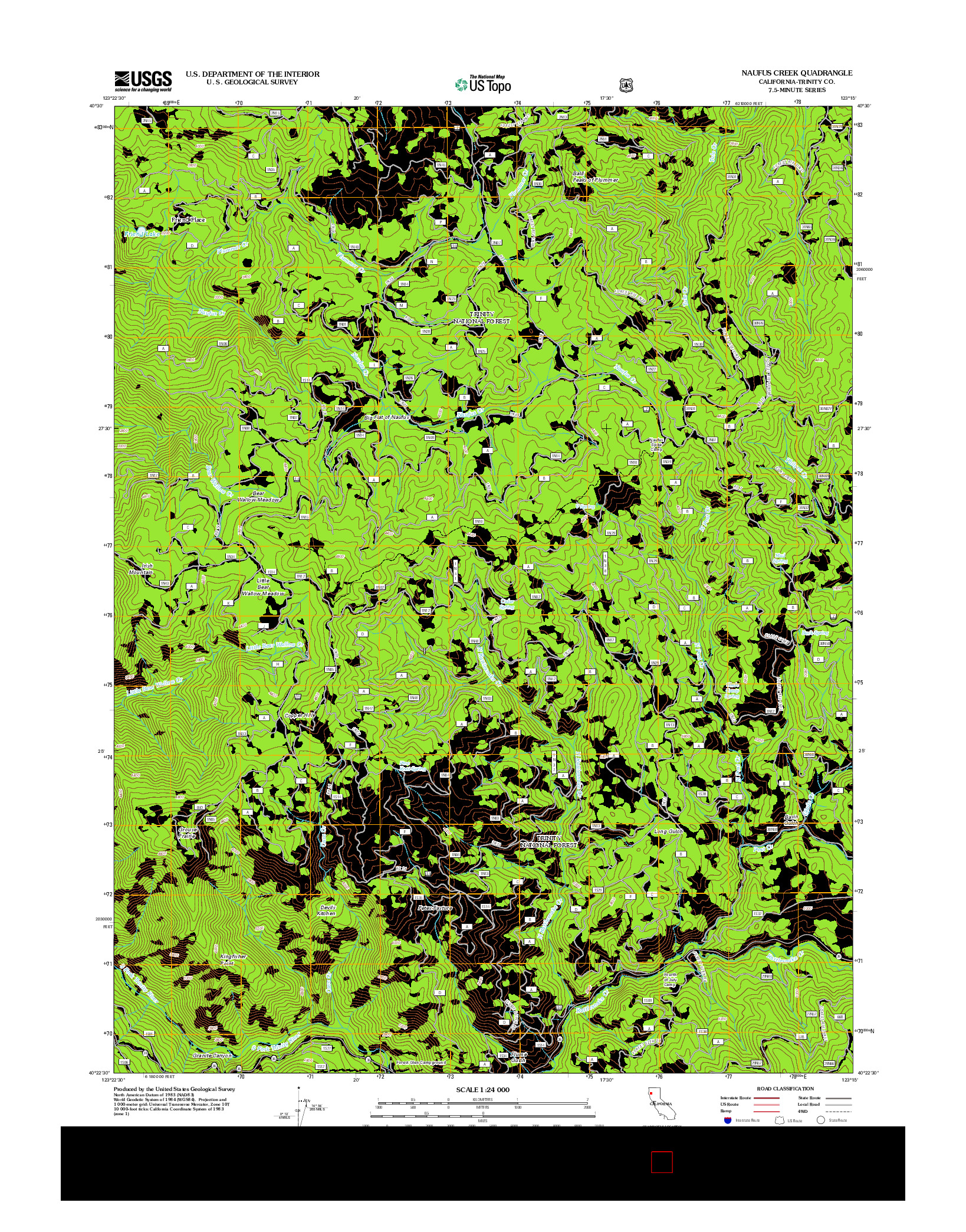 USGS US TOPO 7.5-MINUTE MAP FOR NAUFUS CREEK, CA 2012