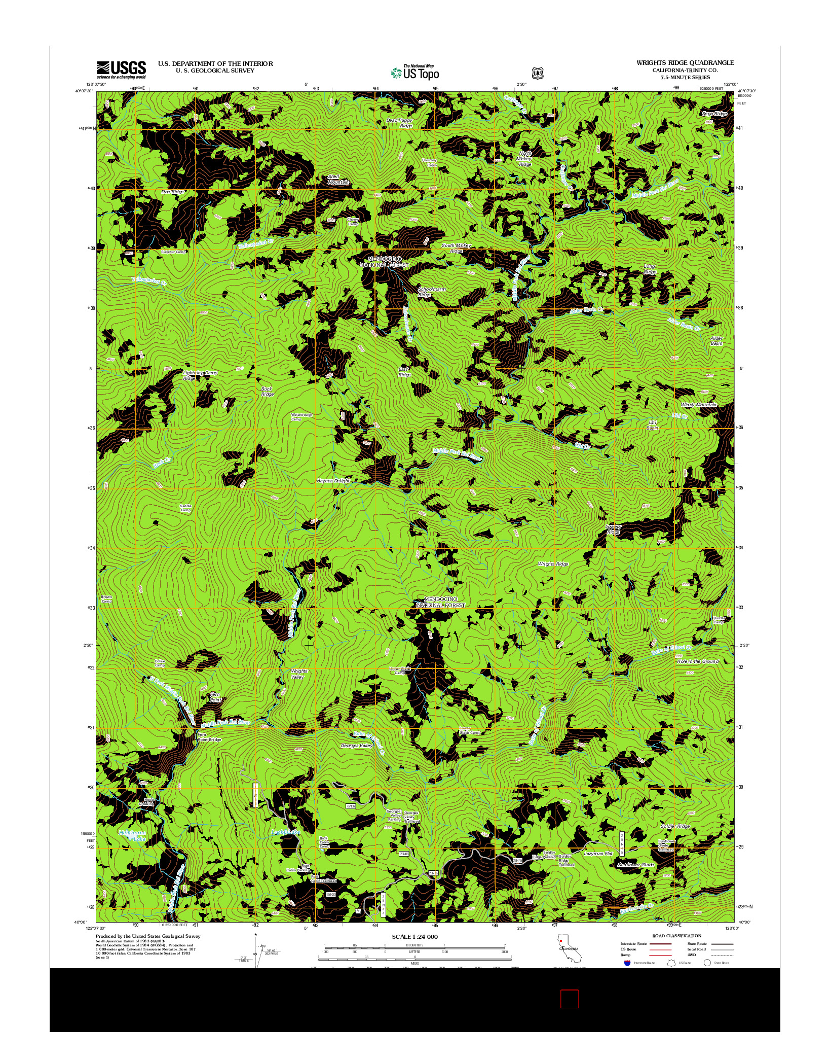 USGS US TOPO 7.5-MINUTE MAP FOR WRIGHTS RIDGE, CA 2012