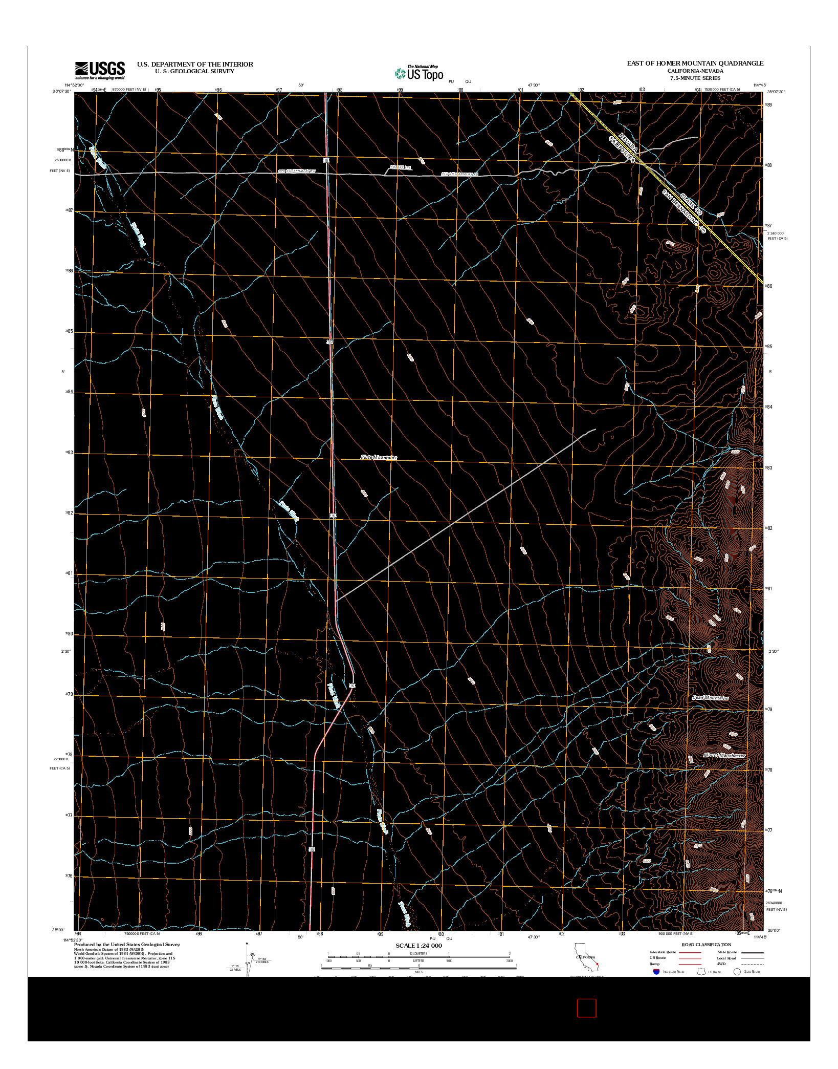 USGS US TOPO 7.5-MINUTE MAP FOR EAST OF HOMER MOUNTAIN, CA-NV 2012