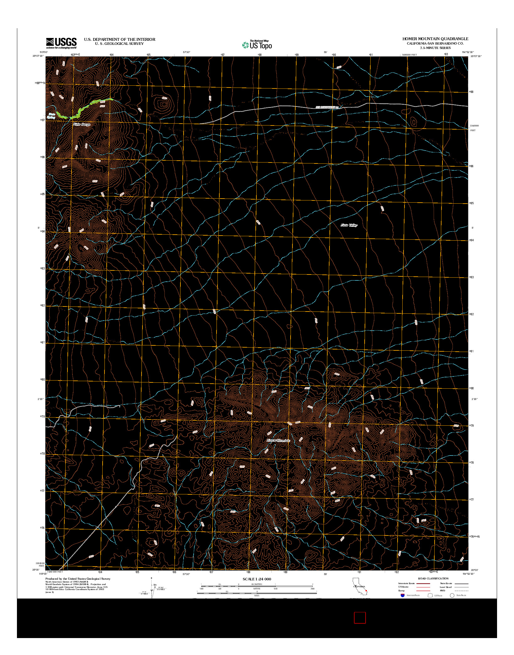 USGS US TOPO 7.5-MINUTE MAP FOR HOMER MOUNTAIN, CA 2012