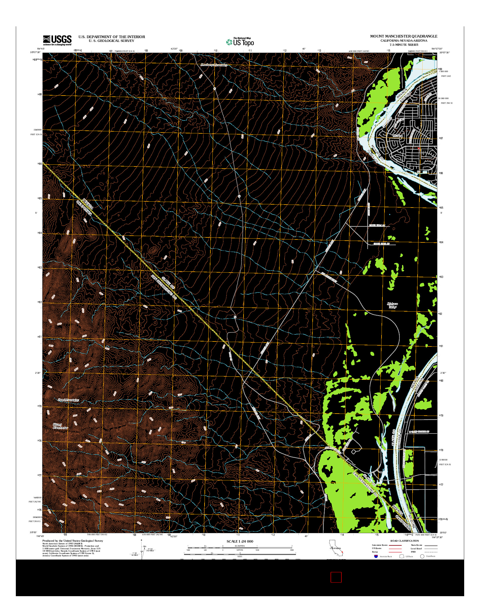 USGS US TOPO 7.5-MINUTE MAP FOR MOUNT MANCHESTER, CA-NV-AZ 2012