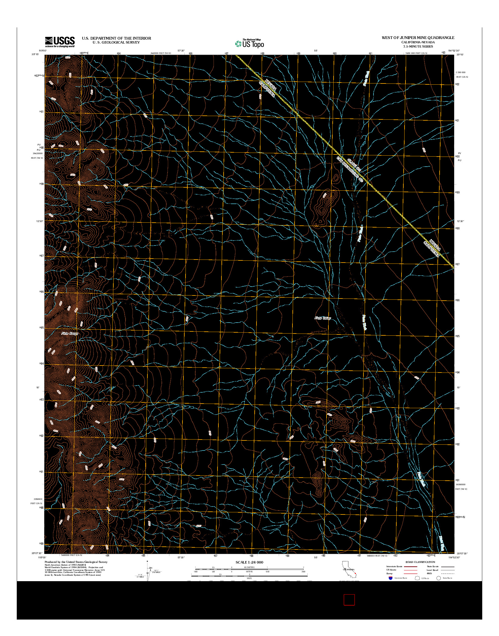 USGS US TOPO 7.5-MINUTE MAP FOR WEST OF JUNIPER MINE, CA-NV 2012