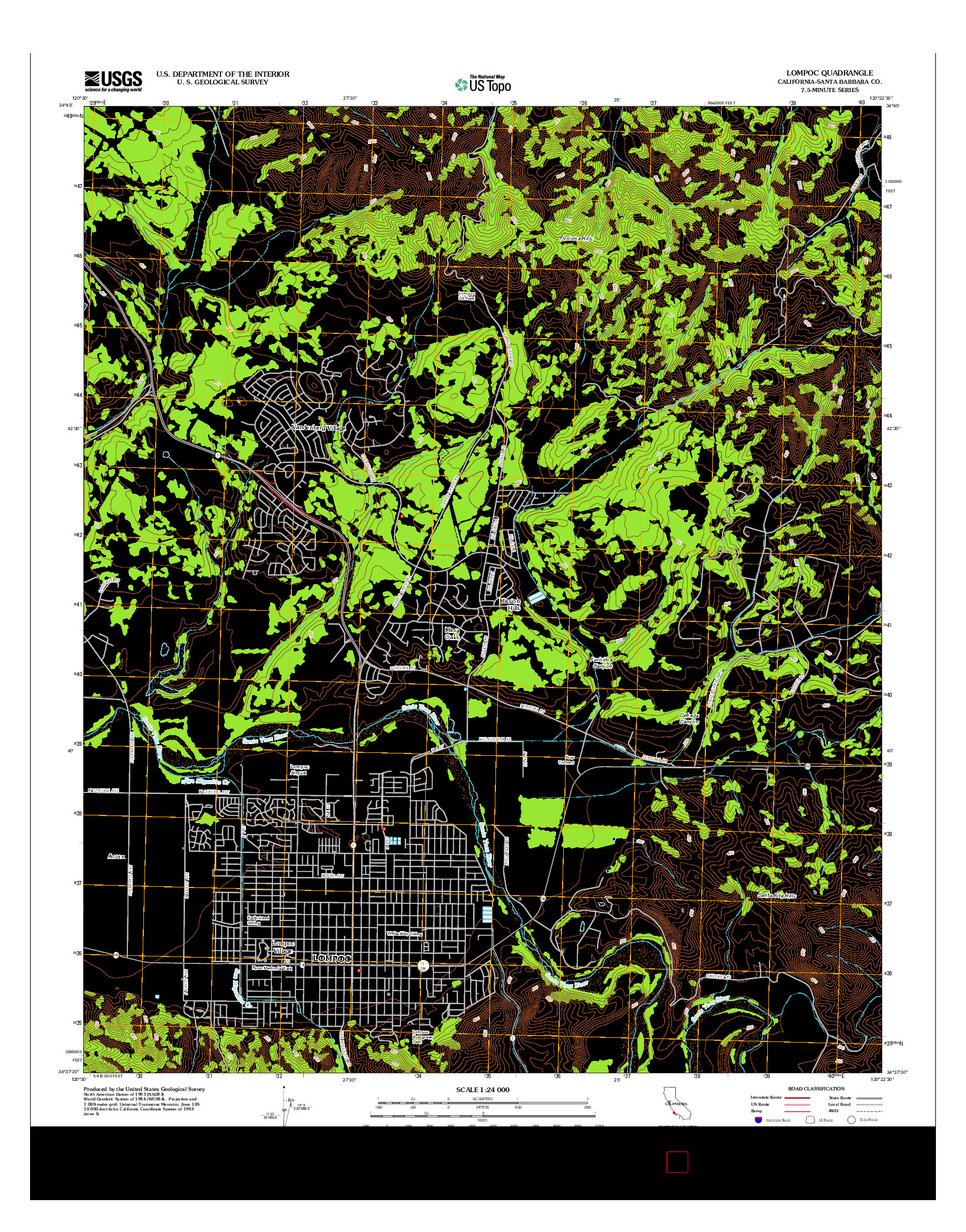 USGS US TOPO 7.5-MINUTE MAP FOR LOMPOC, CA 2012