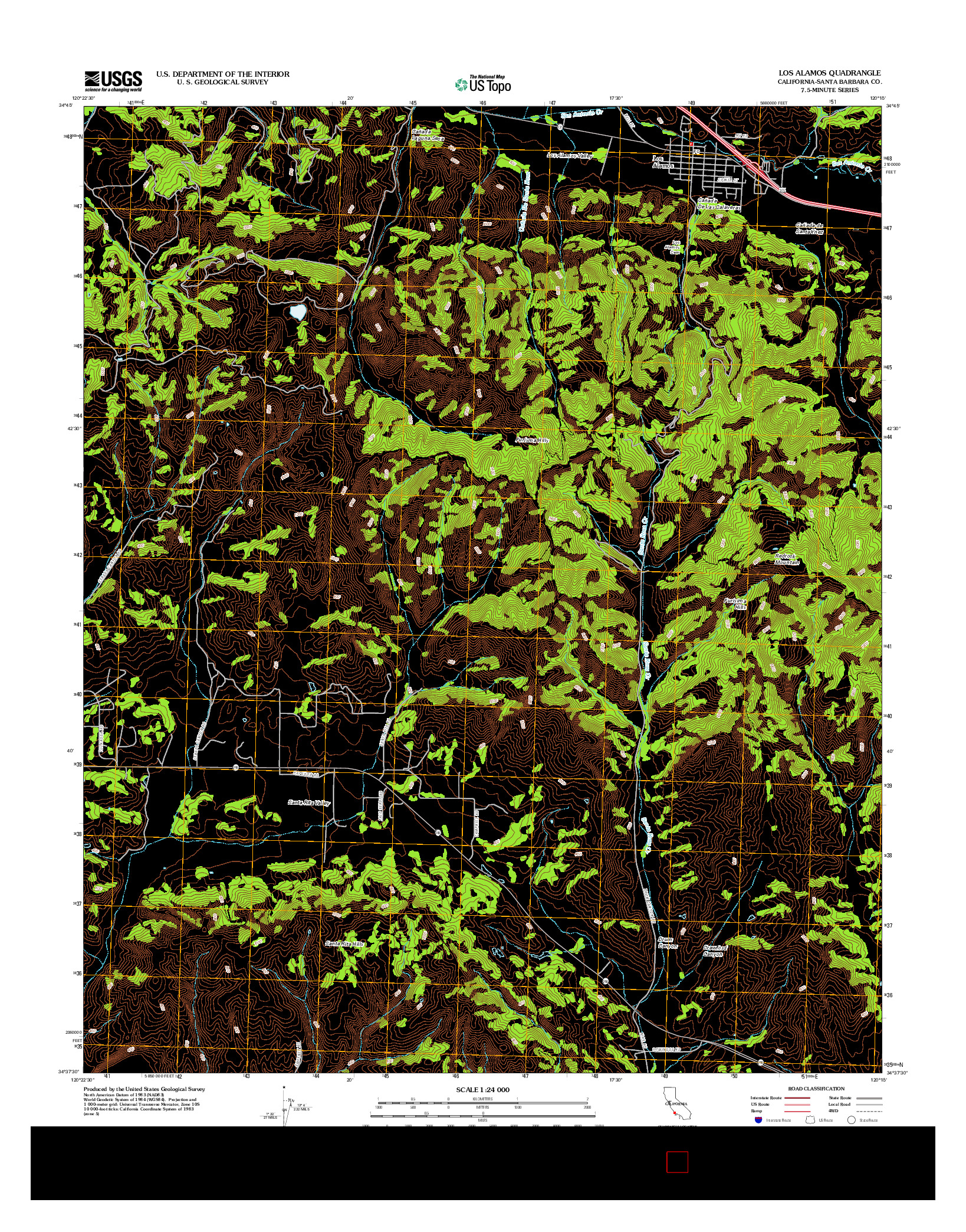 USGS US TOPO 7.5-MINUTE MAP FOR LOS ALAMOS, CA 2012