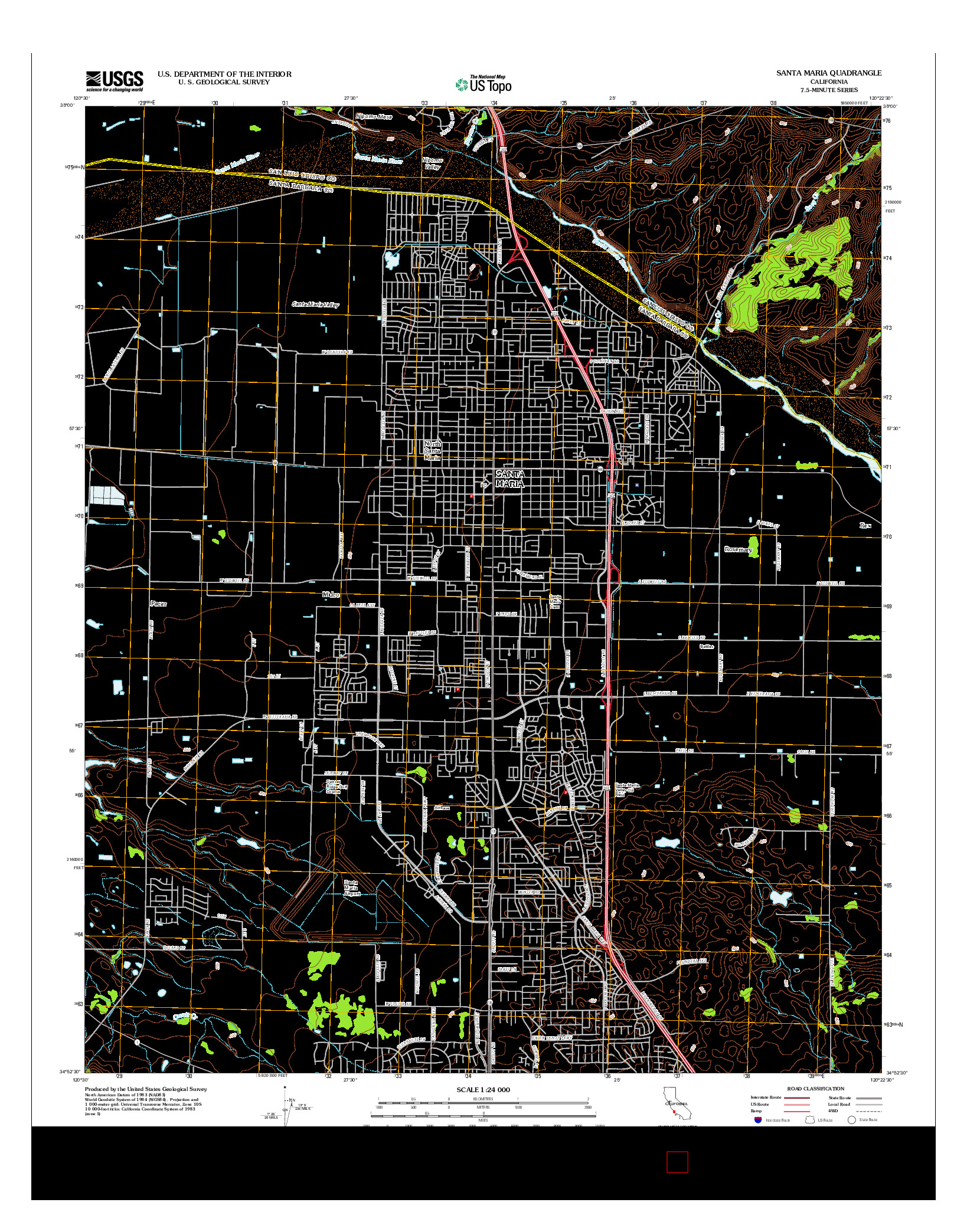 USGS US TOPO 7.5-MINUTE MAP FOR SANTA MARIA, CA 2012