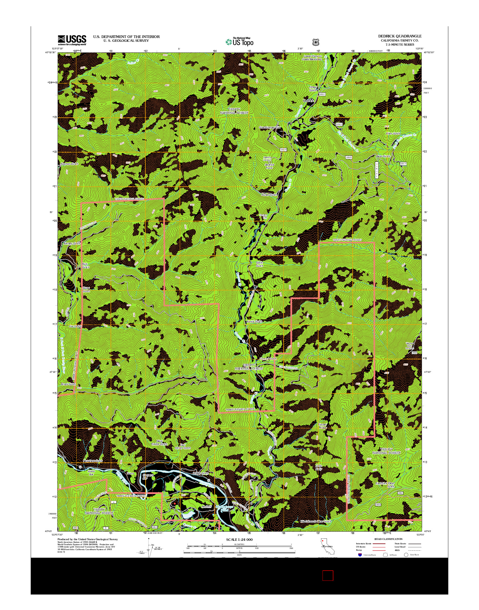 USGS US TOPO 7.5-MINUTE MAP FOR DEDRICK, CA 2012