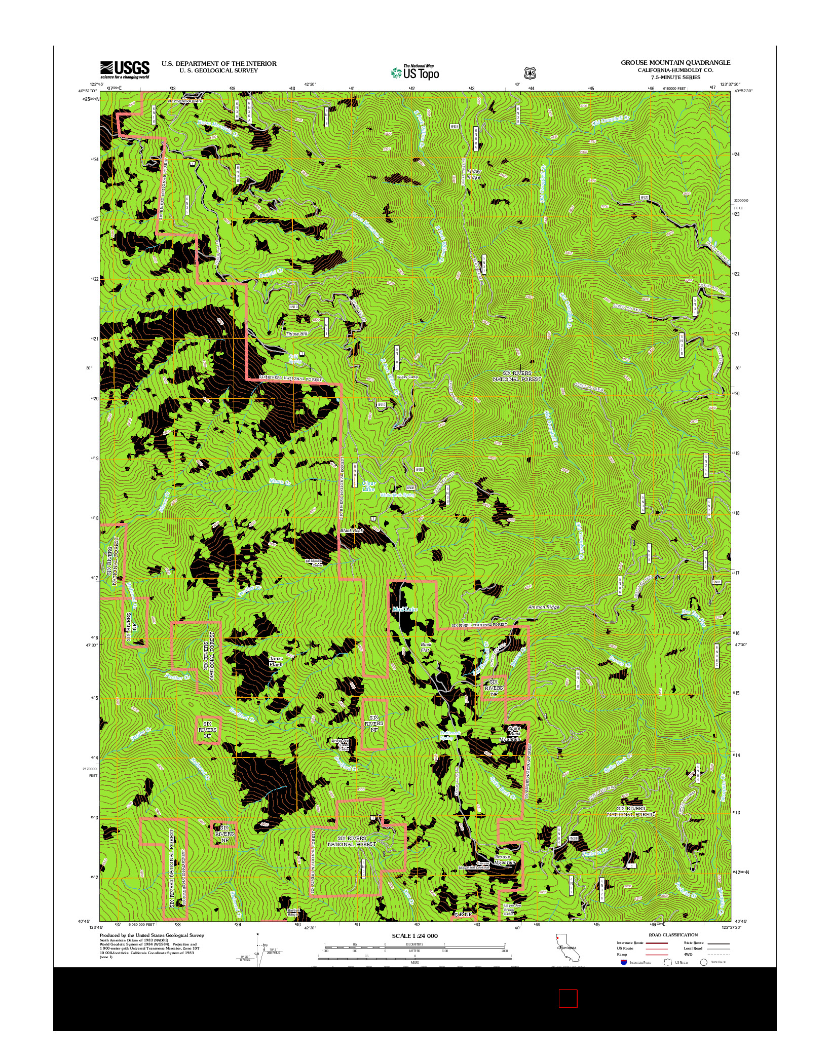 USGS US TOPO 7.5-MINUTE MAP FOR GROUSE MOUNTAIN, CA 2012